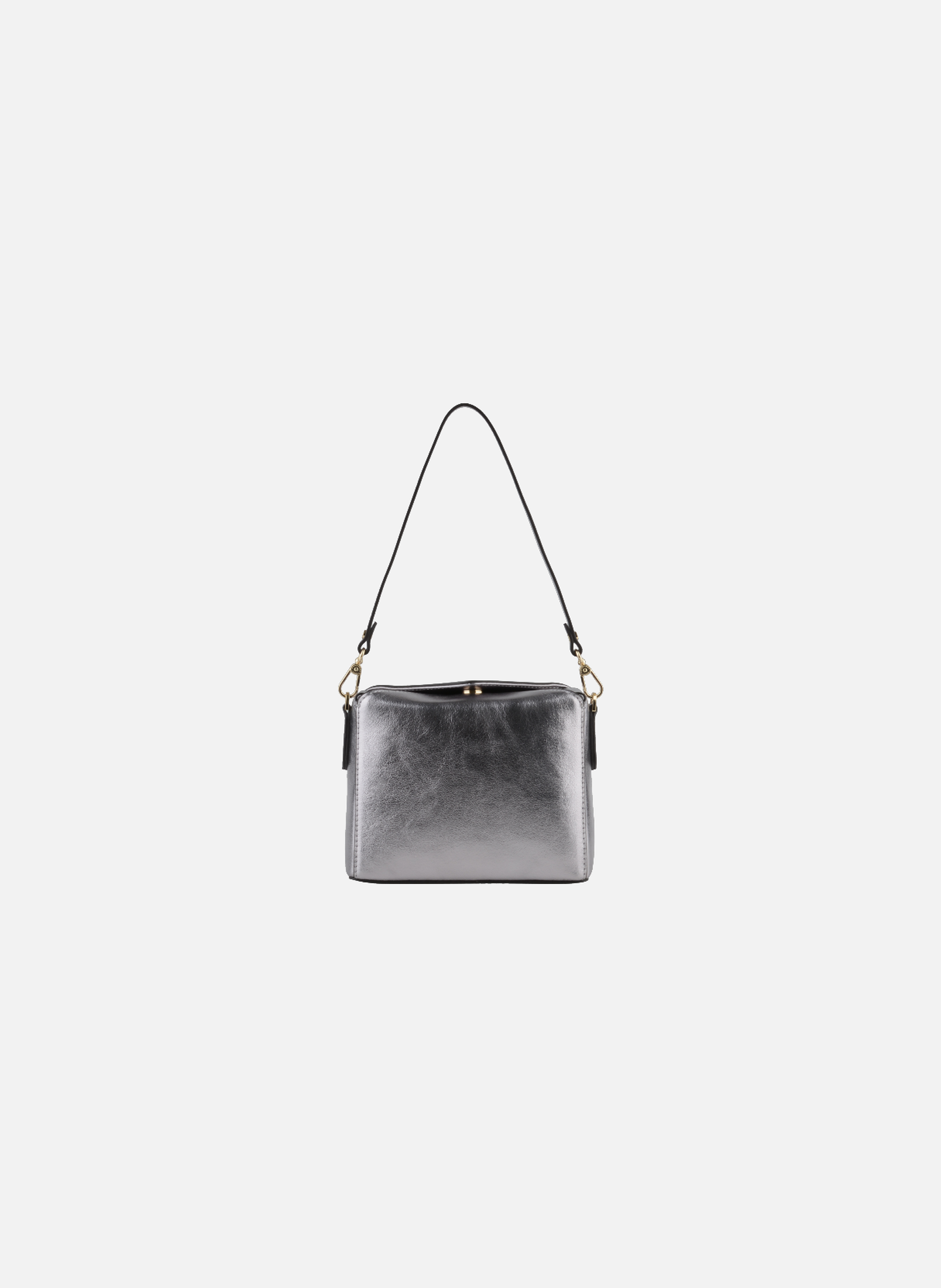 Cassetta metallic | sac porté crossbody en cuir de vachette POURCHET Gris
