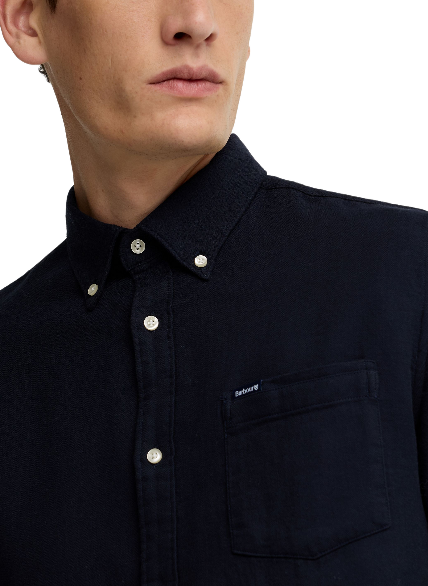 Rechte blouse met knoopkraag in effen katoen BARBOUR Blauw