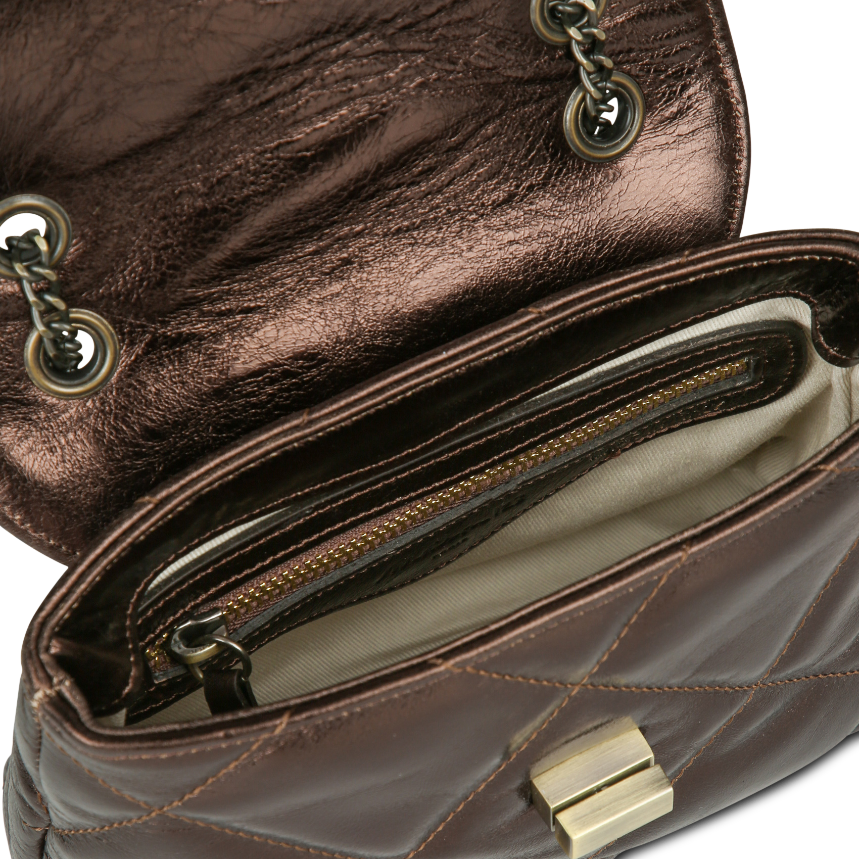 Sac bandoulière en cuir gaby MAISON 123 Marron