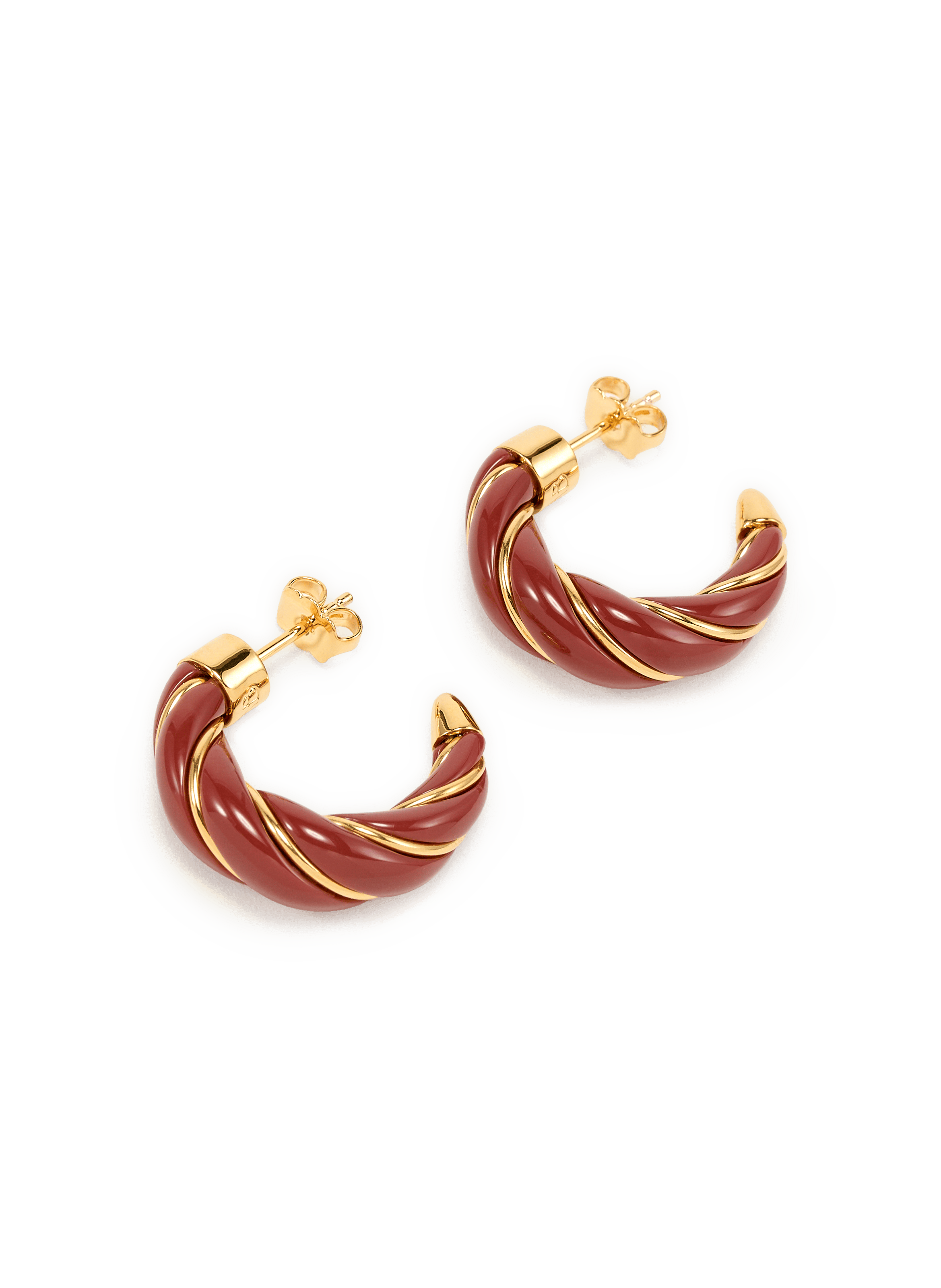 Twisted hoop earrings AURELIE BIDERMANN Brown