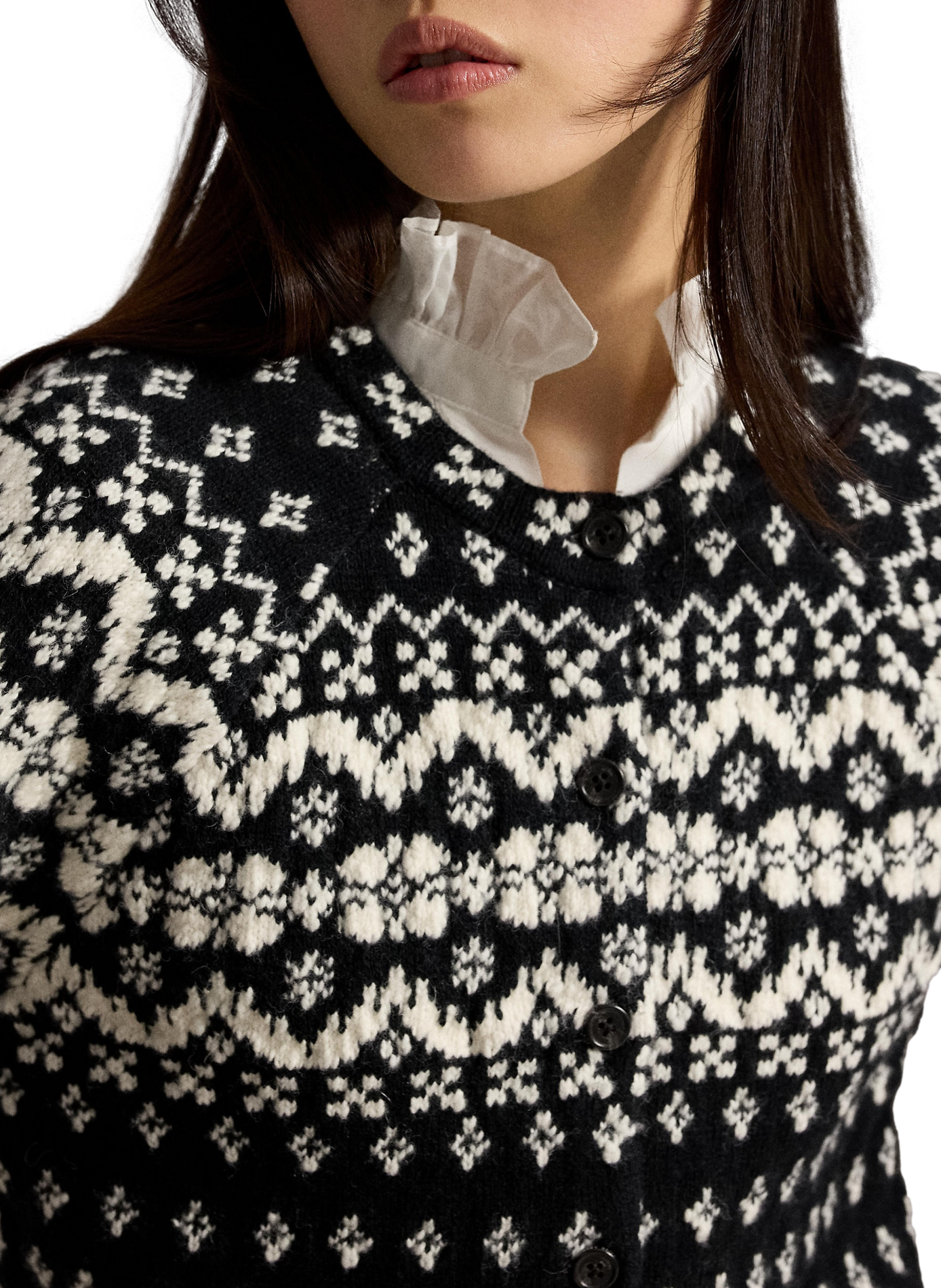 Cardigan droit en laine et coton POLO RALPH LAUREN Black