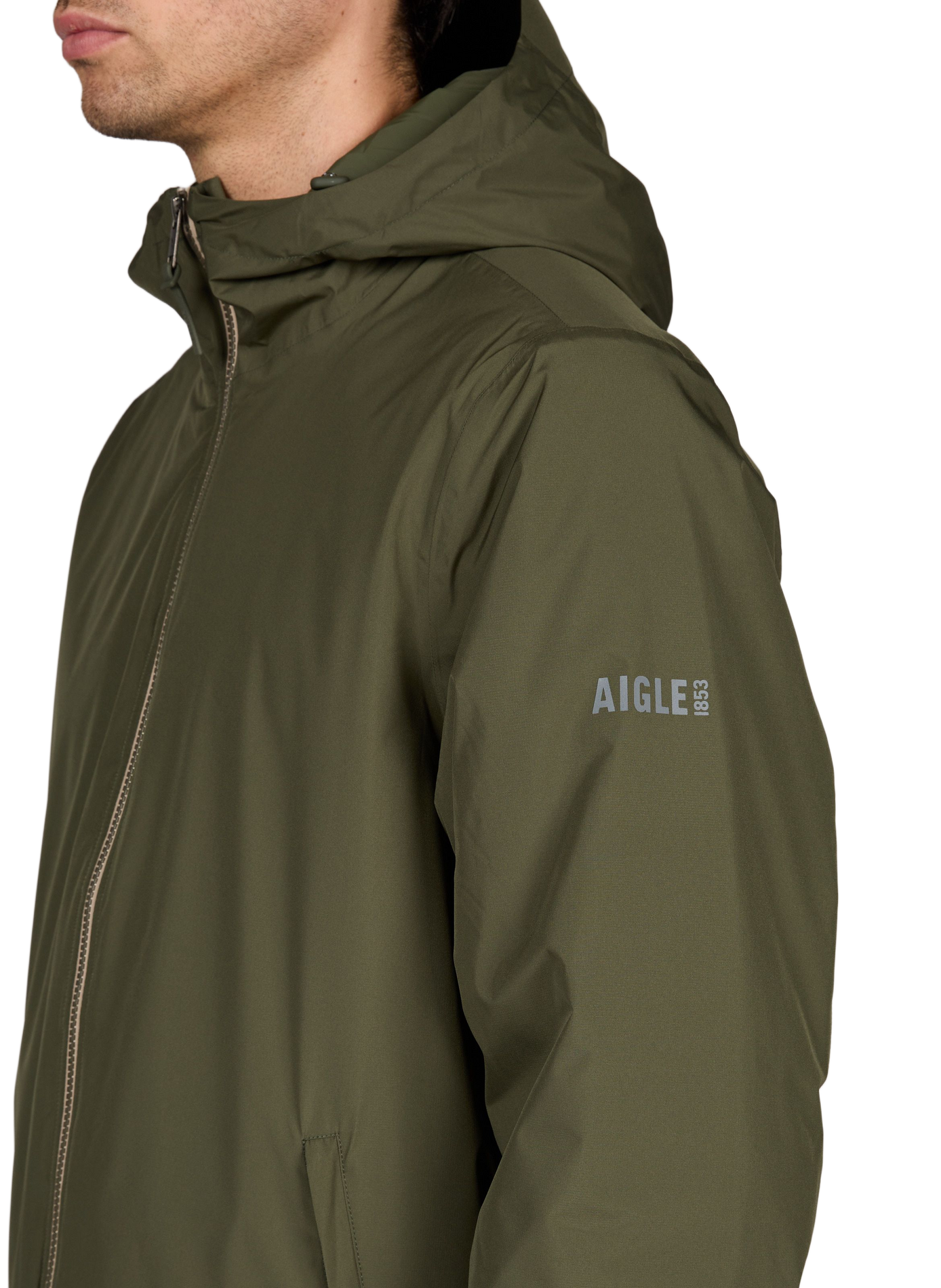 Mid-length parka with oversized hood AIGLE Khaki