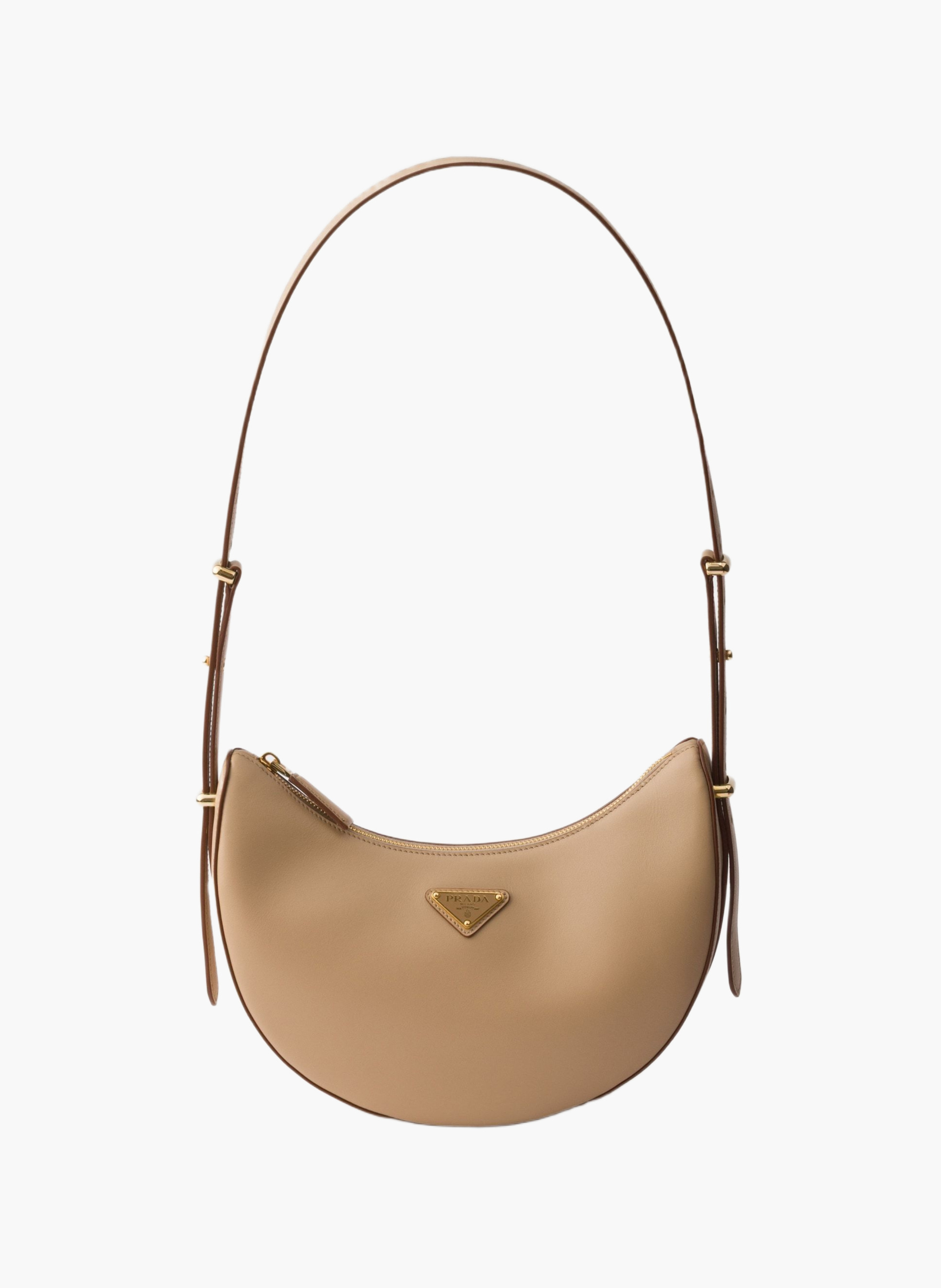 Petit sac porté épaule prada arqué en cuir PRADA Beige