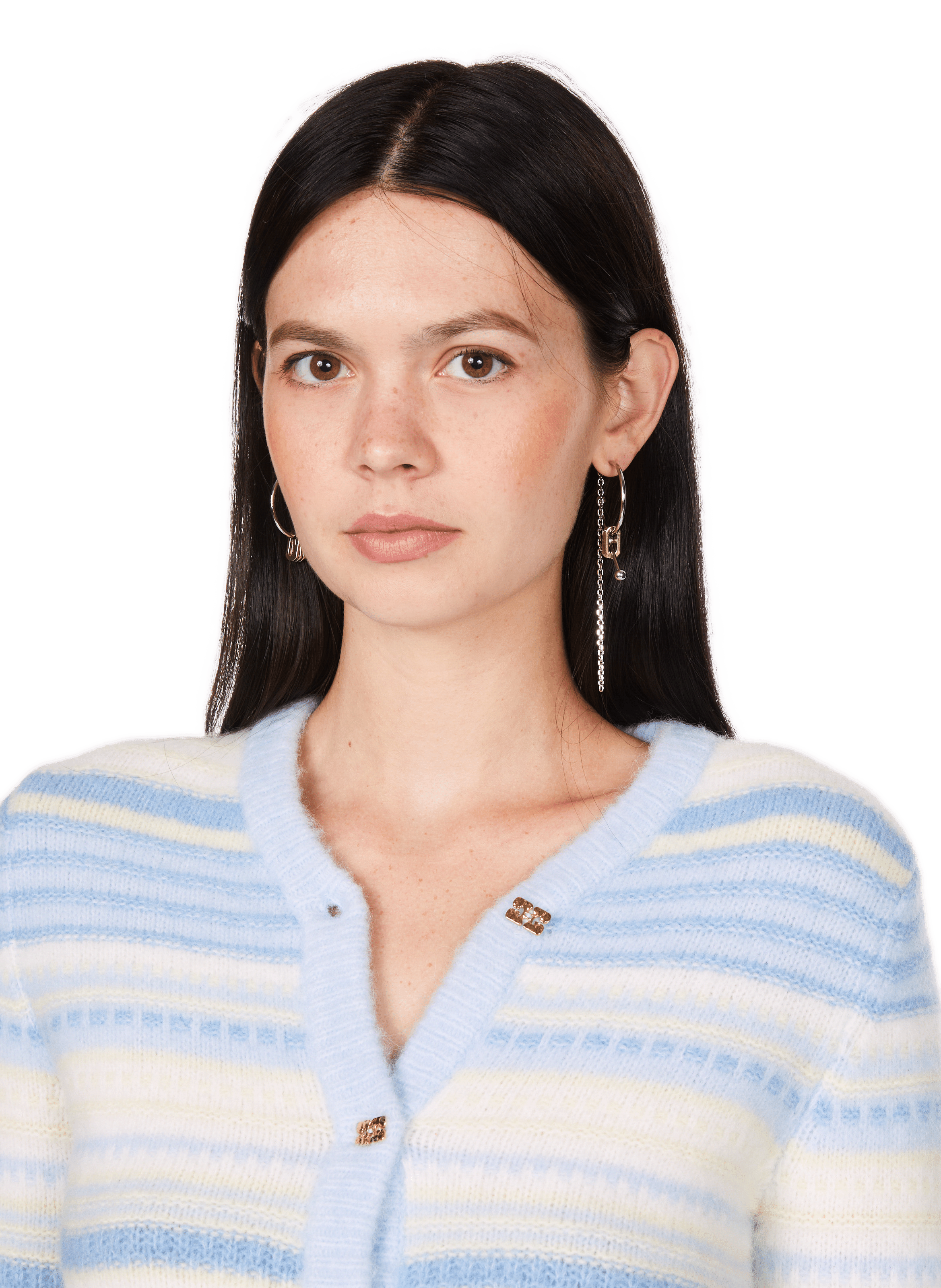 Cardigan à rayures en laine  GANNI Bleu