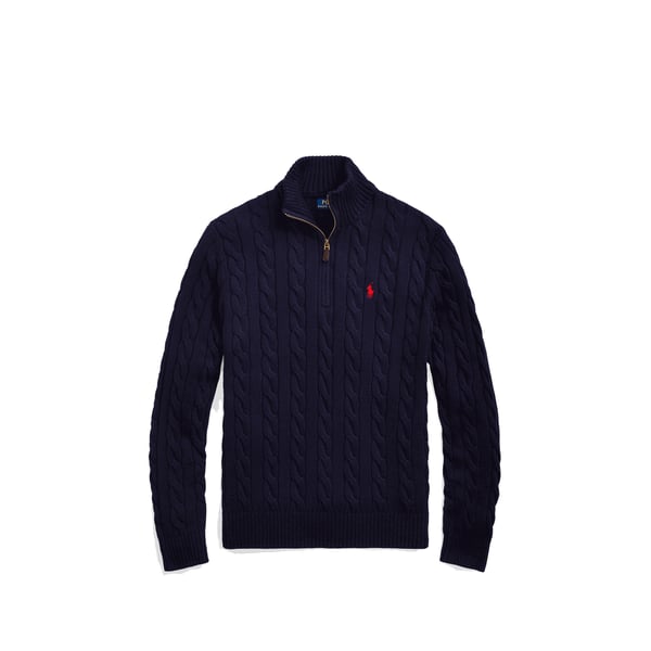 Polo Pull col zippé en coton