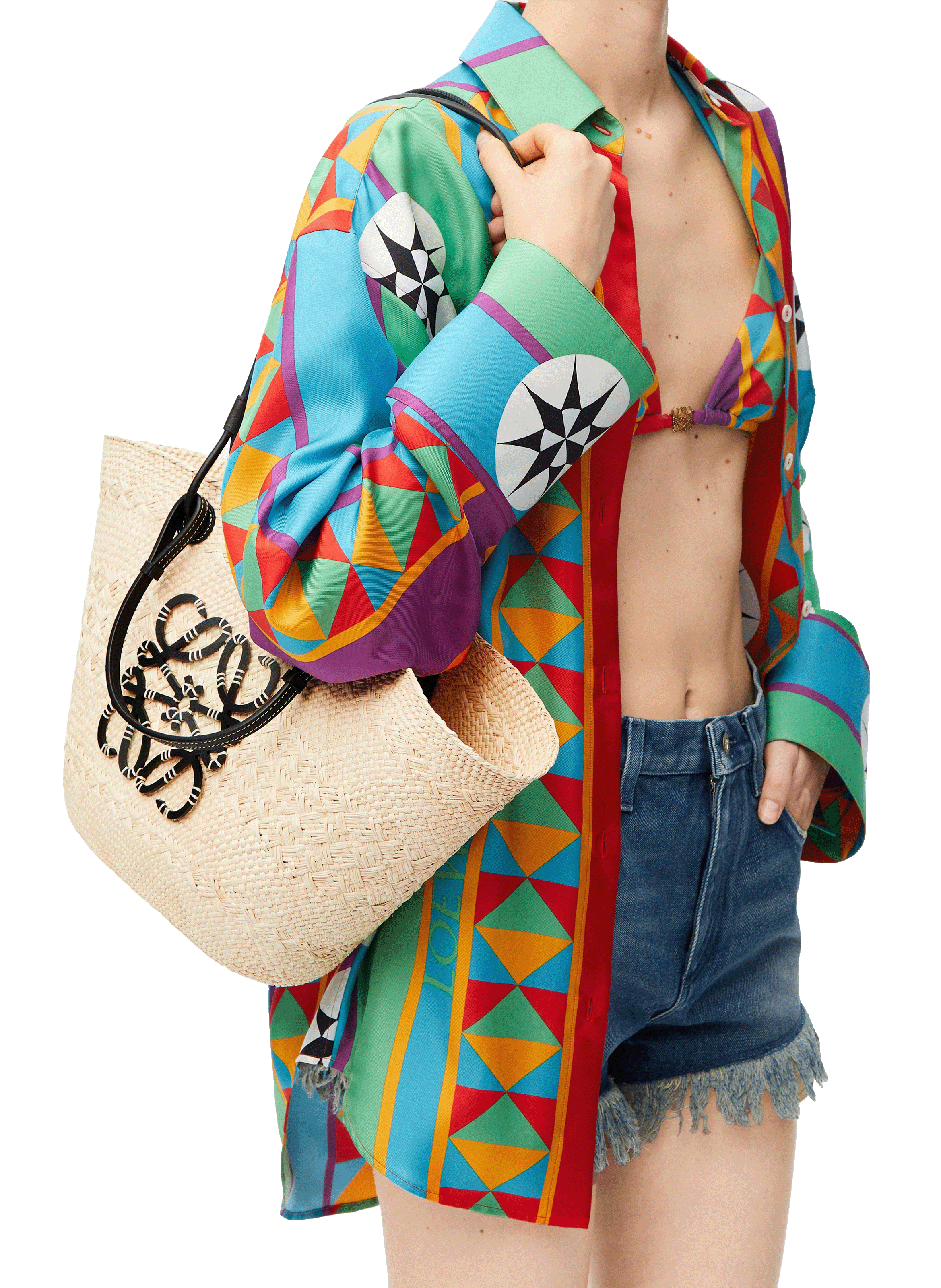 Medium Anagram basket in Iraca palm and leather  LOEWE Beige