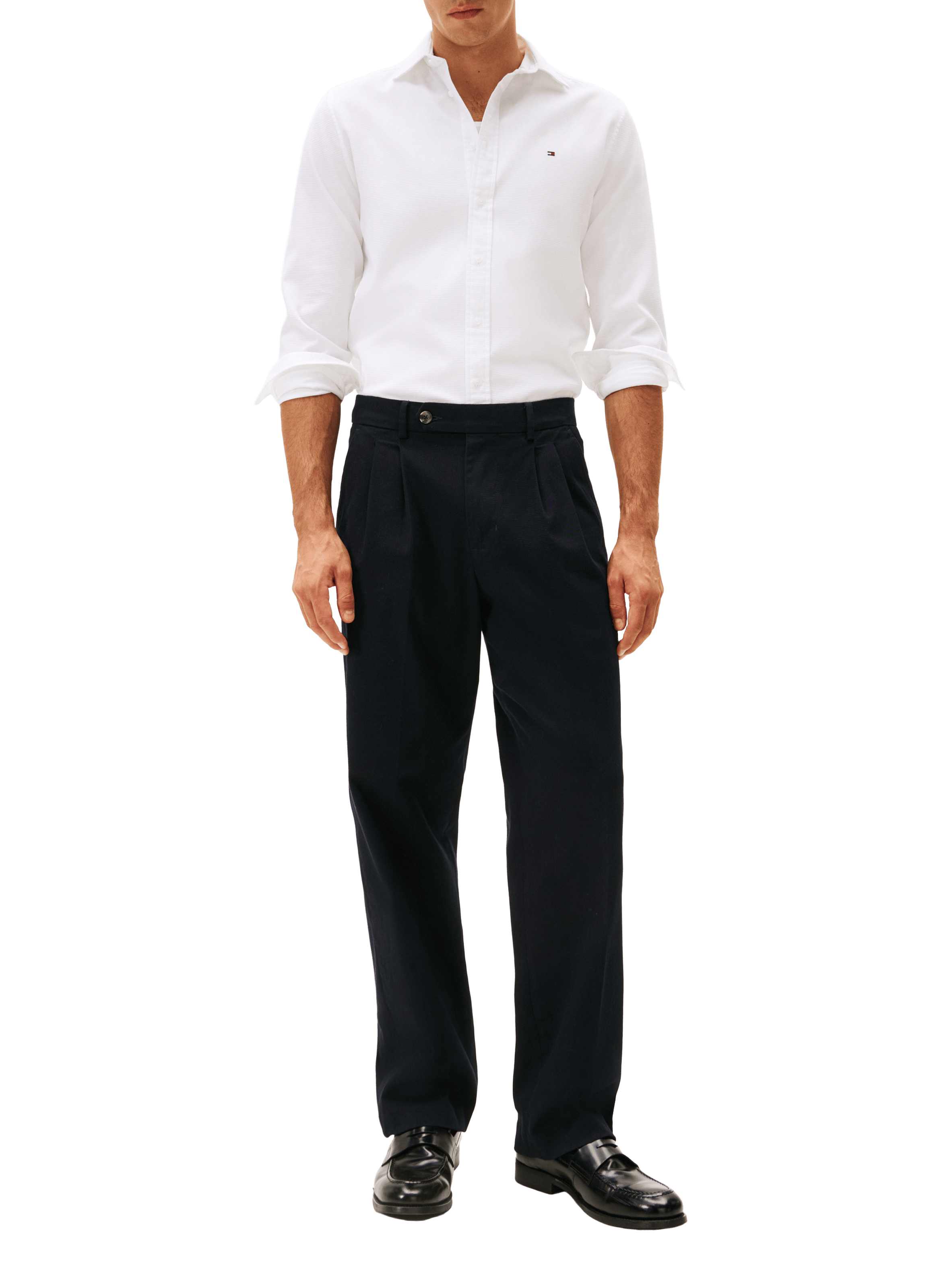 Textured cotton blend shirt TOMMY HILFIGER White