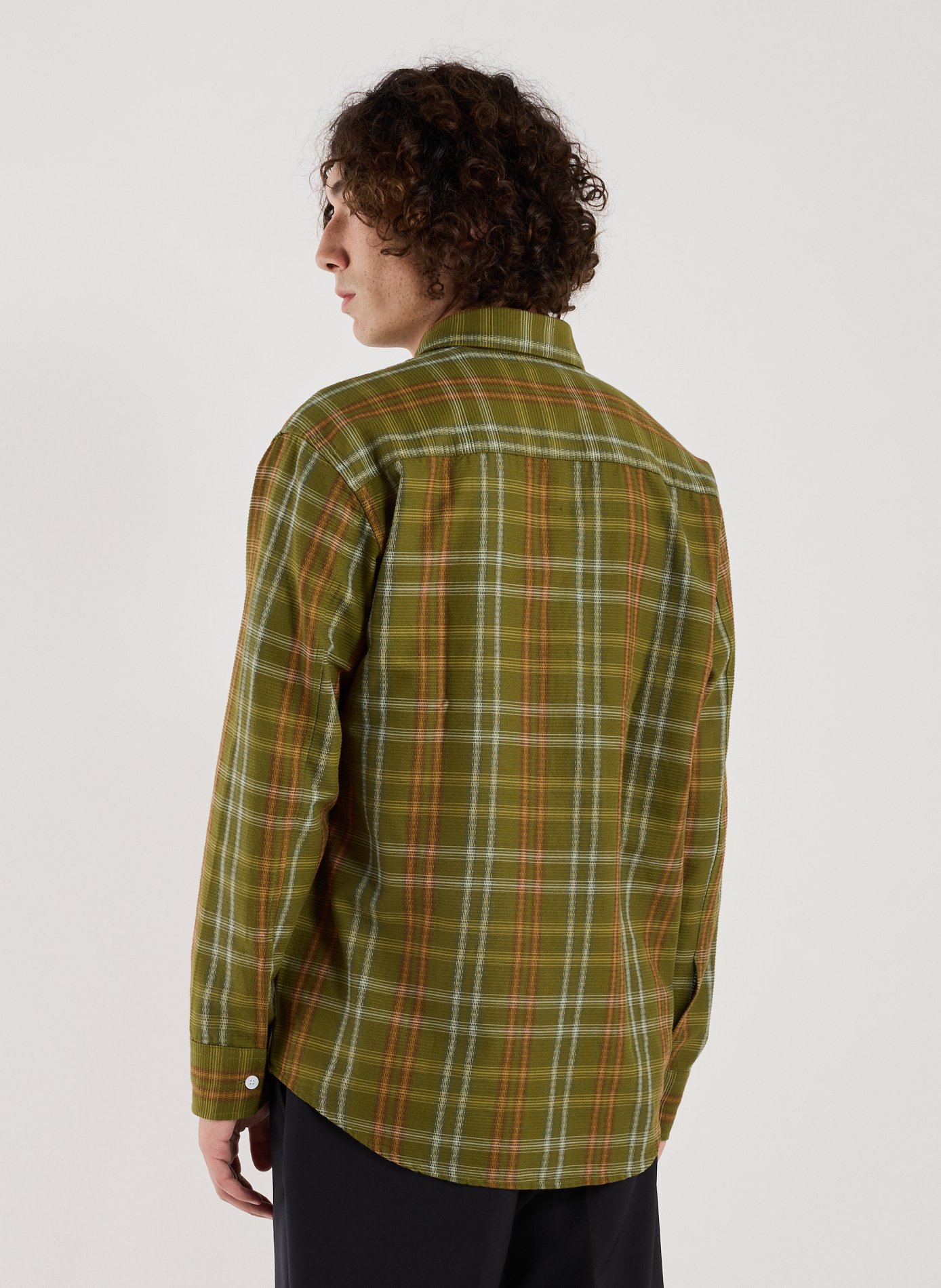 Chemise ample à carreaux en coton Vert