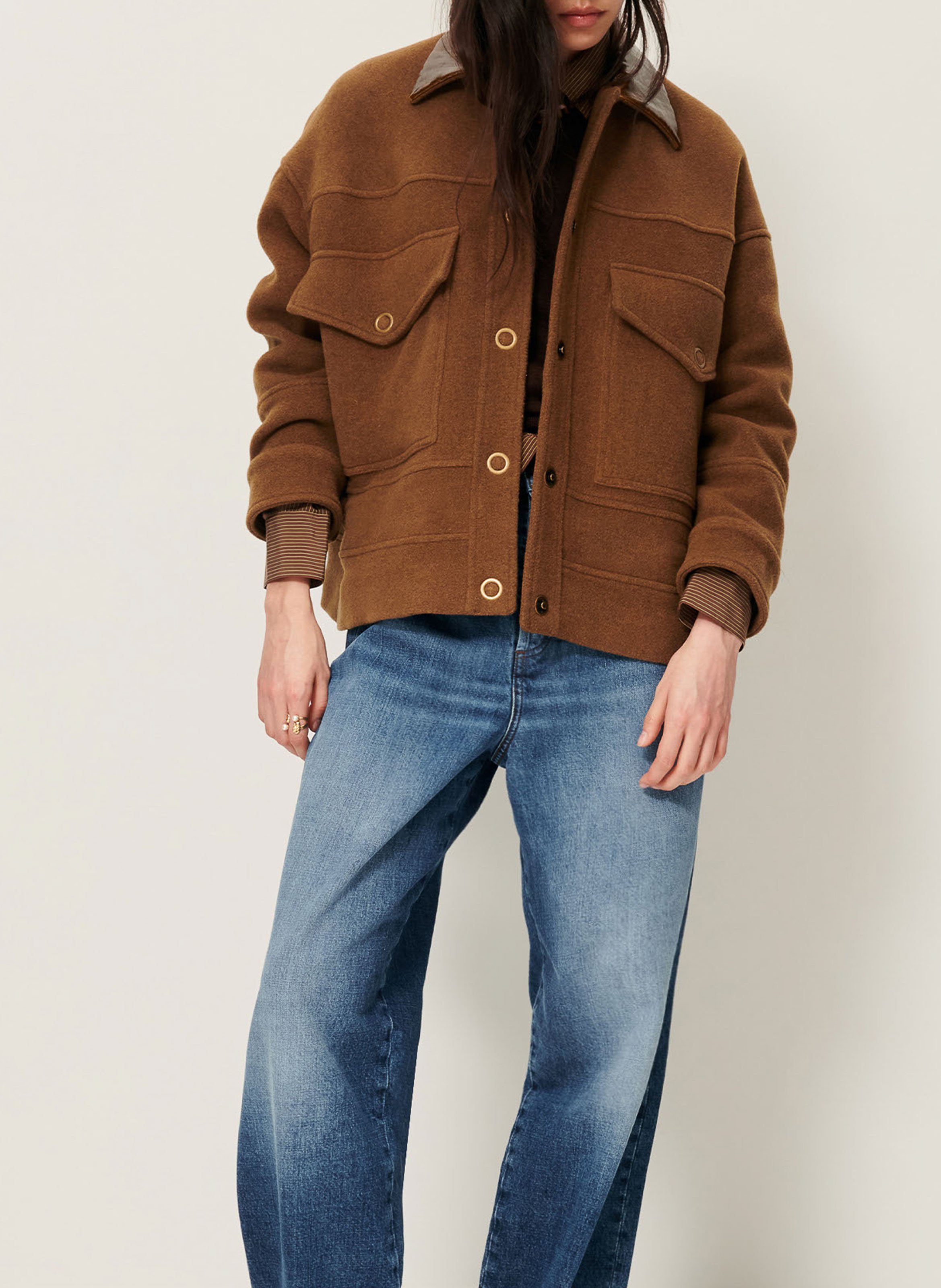 Manteau court col classique en laine mélangée edfinlay SESSUN Marron