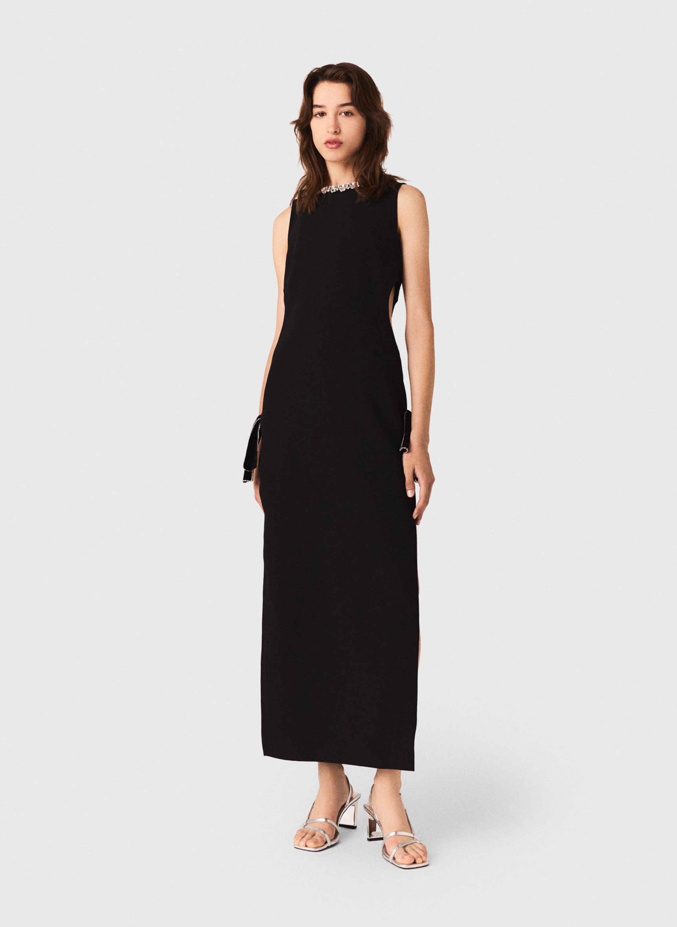 Robe longue col rond Noir