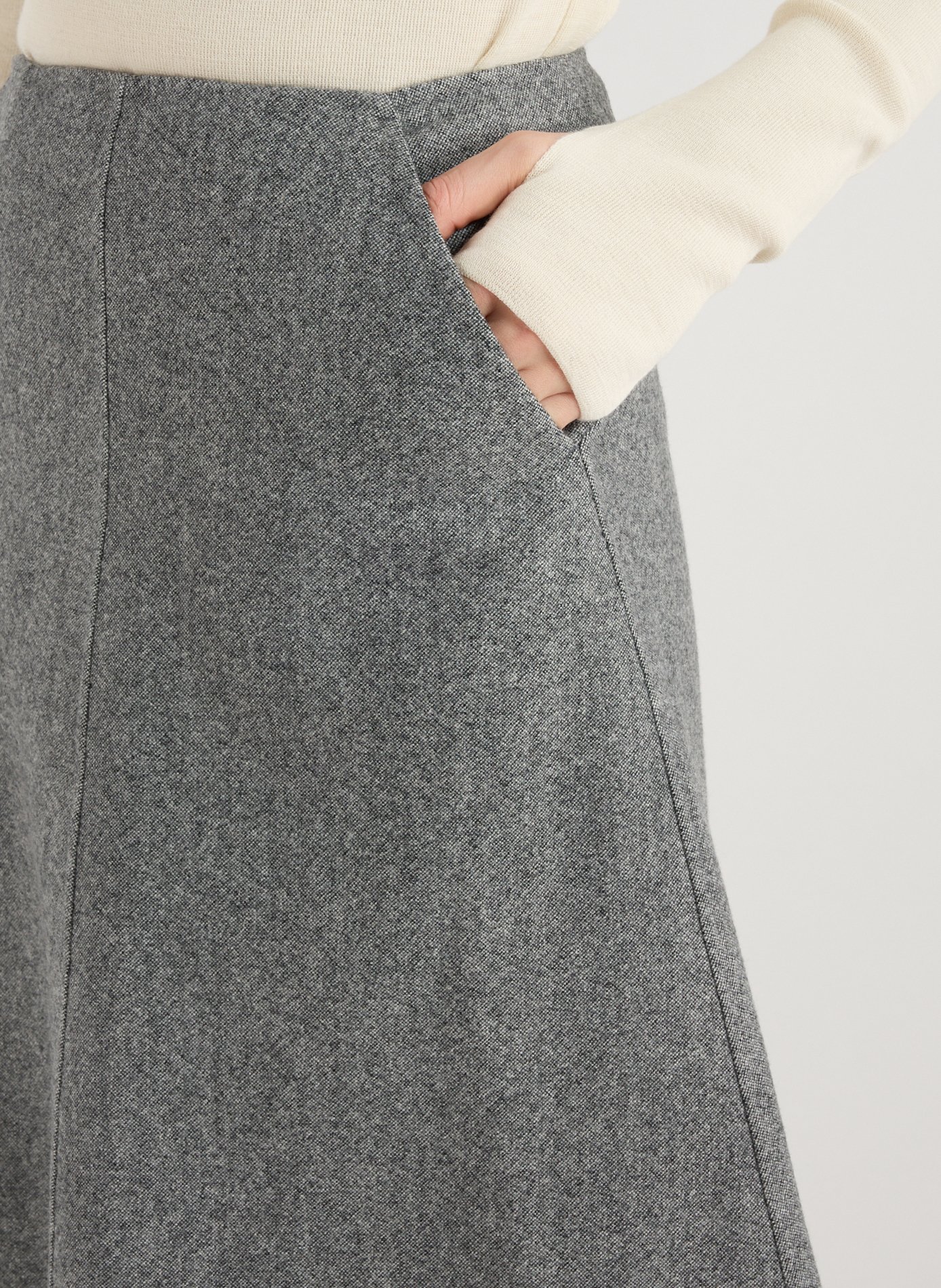 Midi wool and cashmere blend skirt R2W Grey