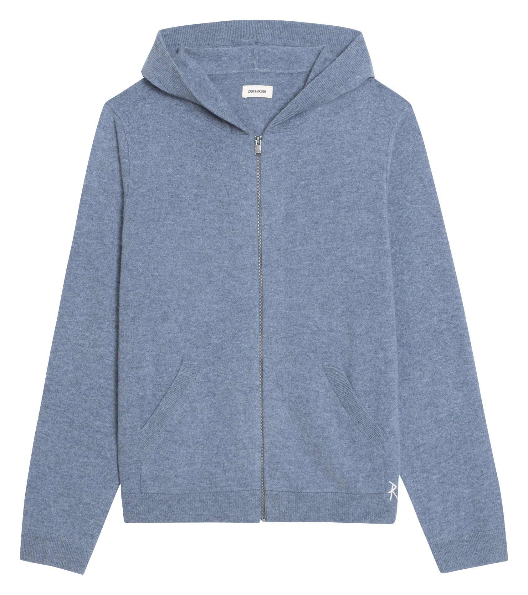 Gilet droit à capuche en laine et cachemire clash ZADIG&VOLTAIRE Bleu