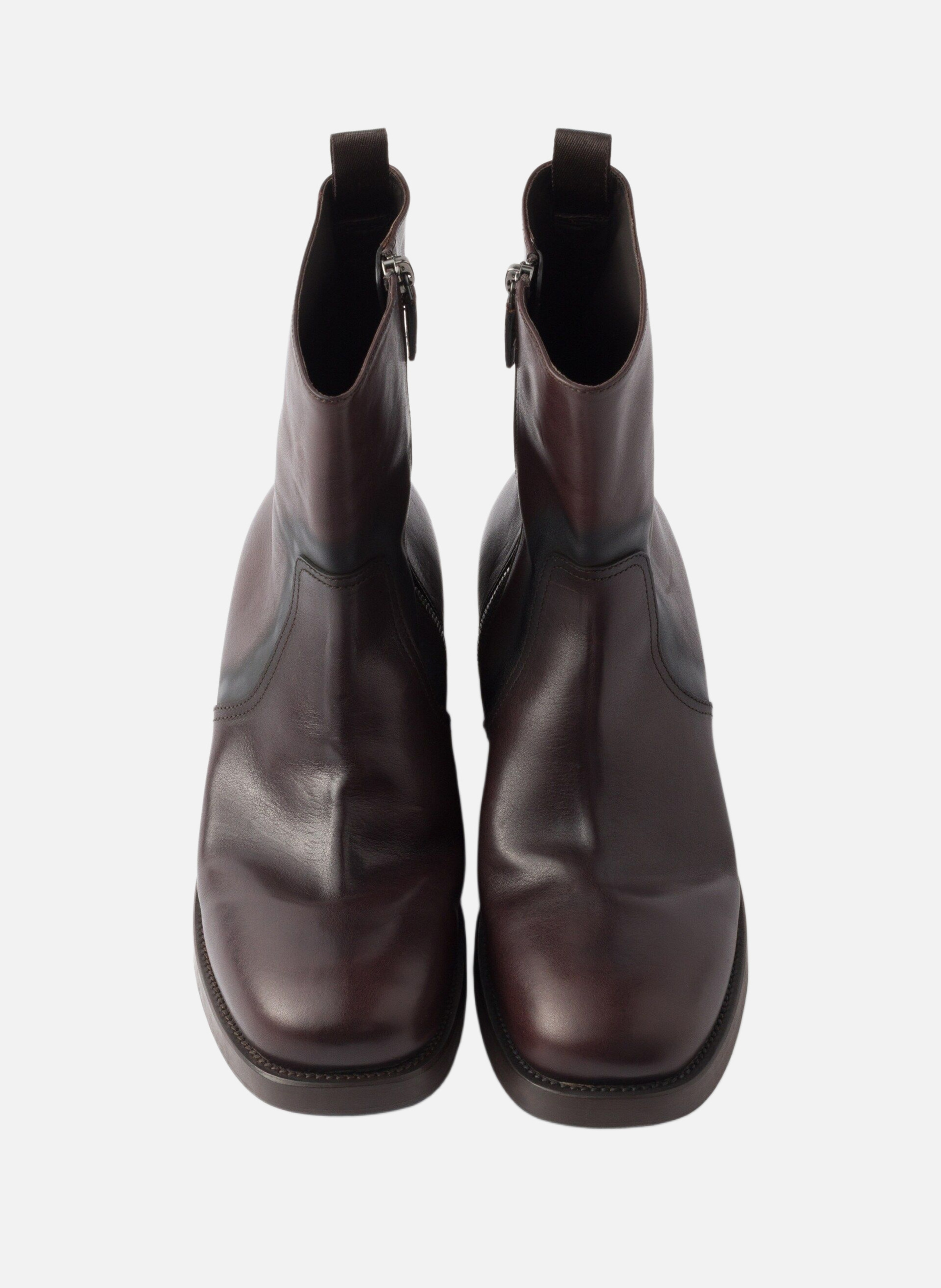Bottes mi-mollet en cuir PRADA Marron