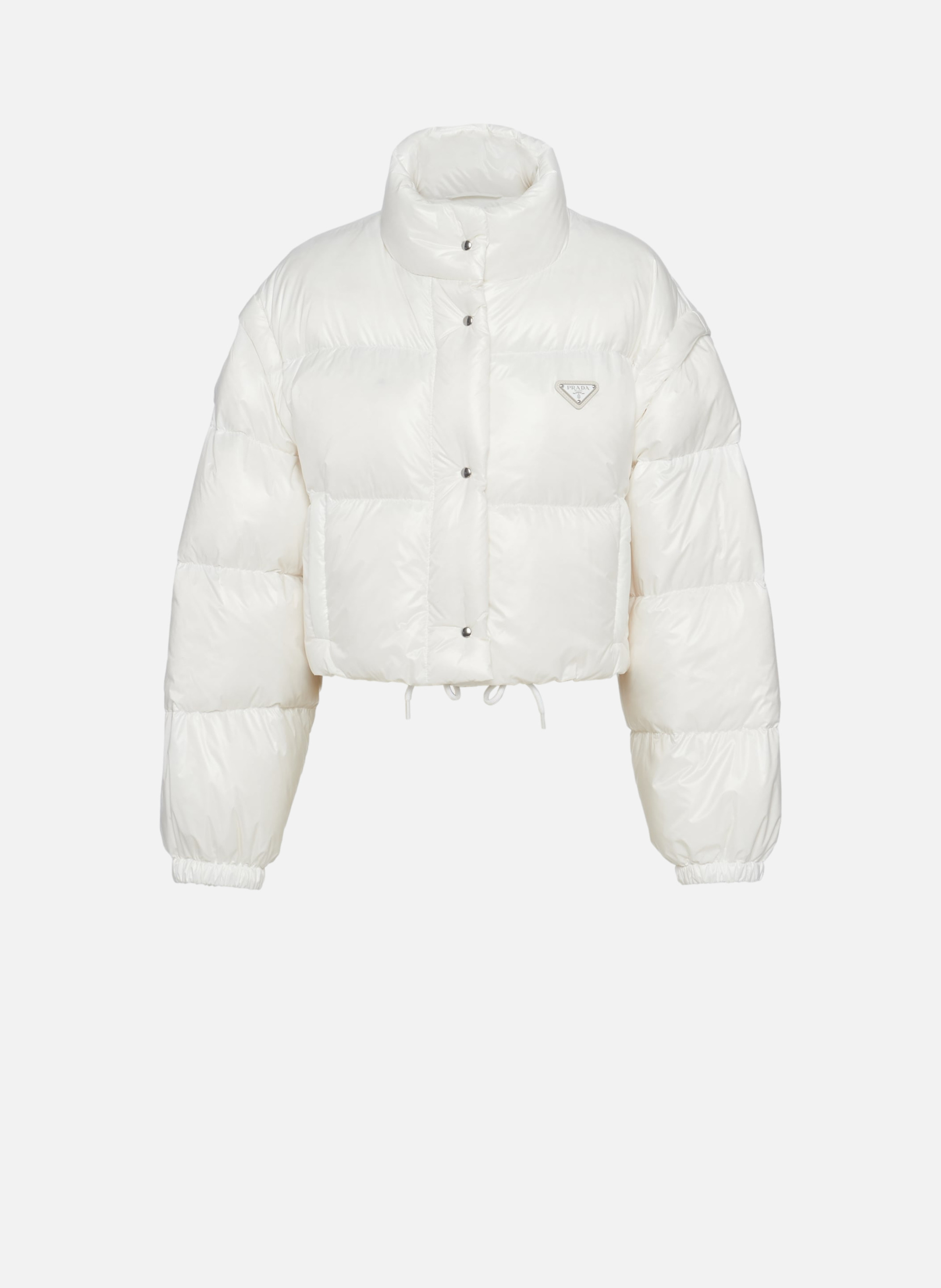 Doudoune courte convertible en re-nylon PRADA Blanc