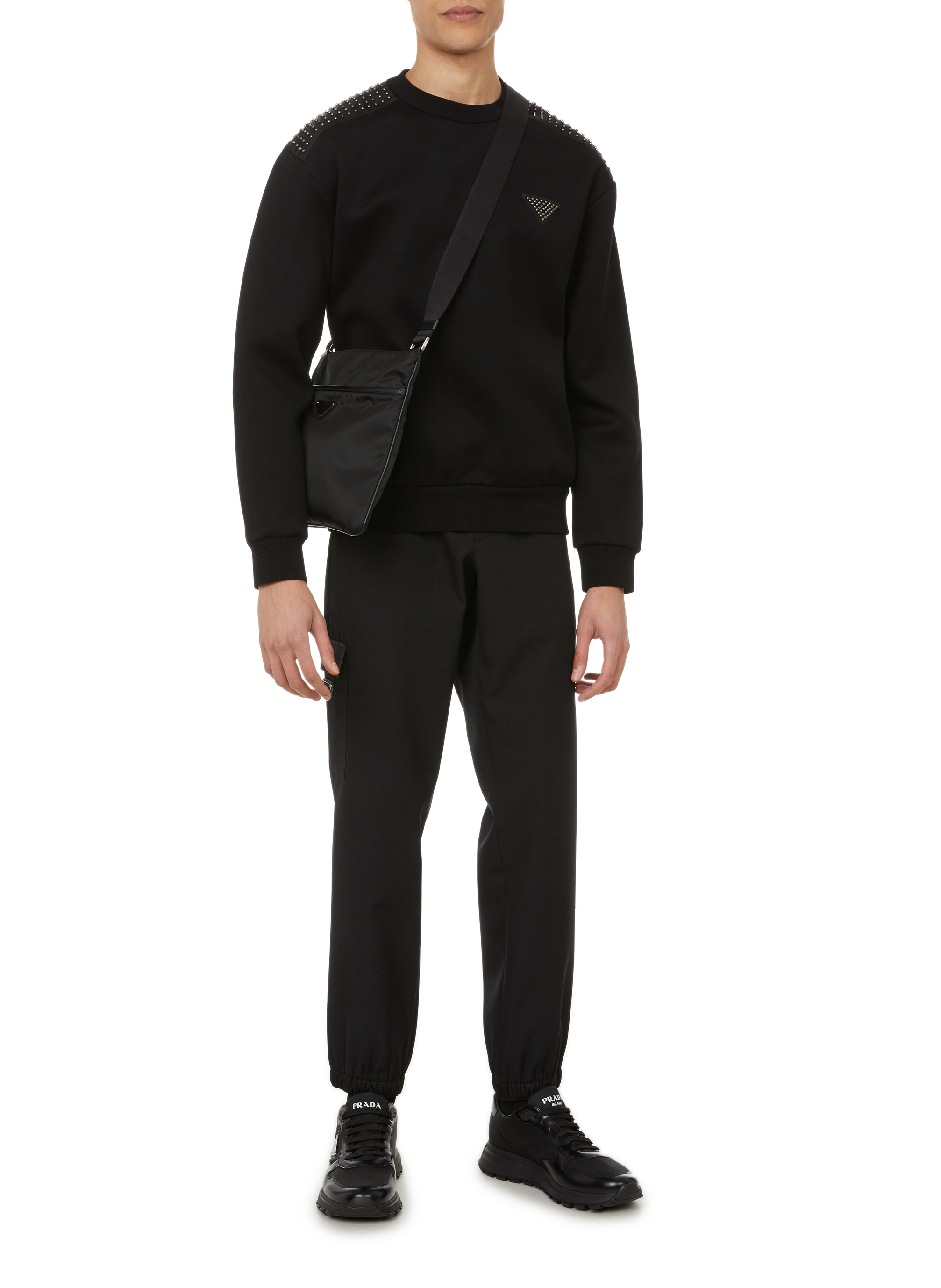 Sweatshirt avec clous en coton Noir