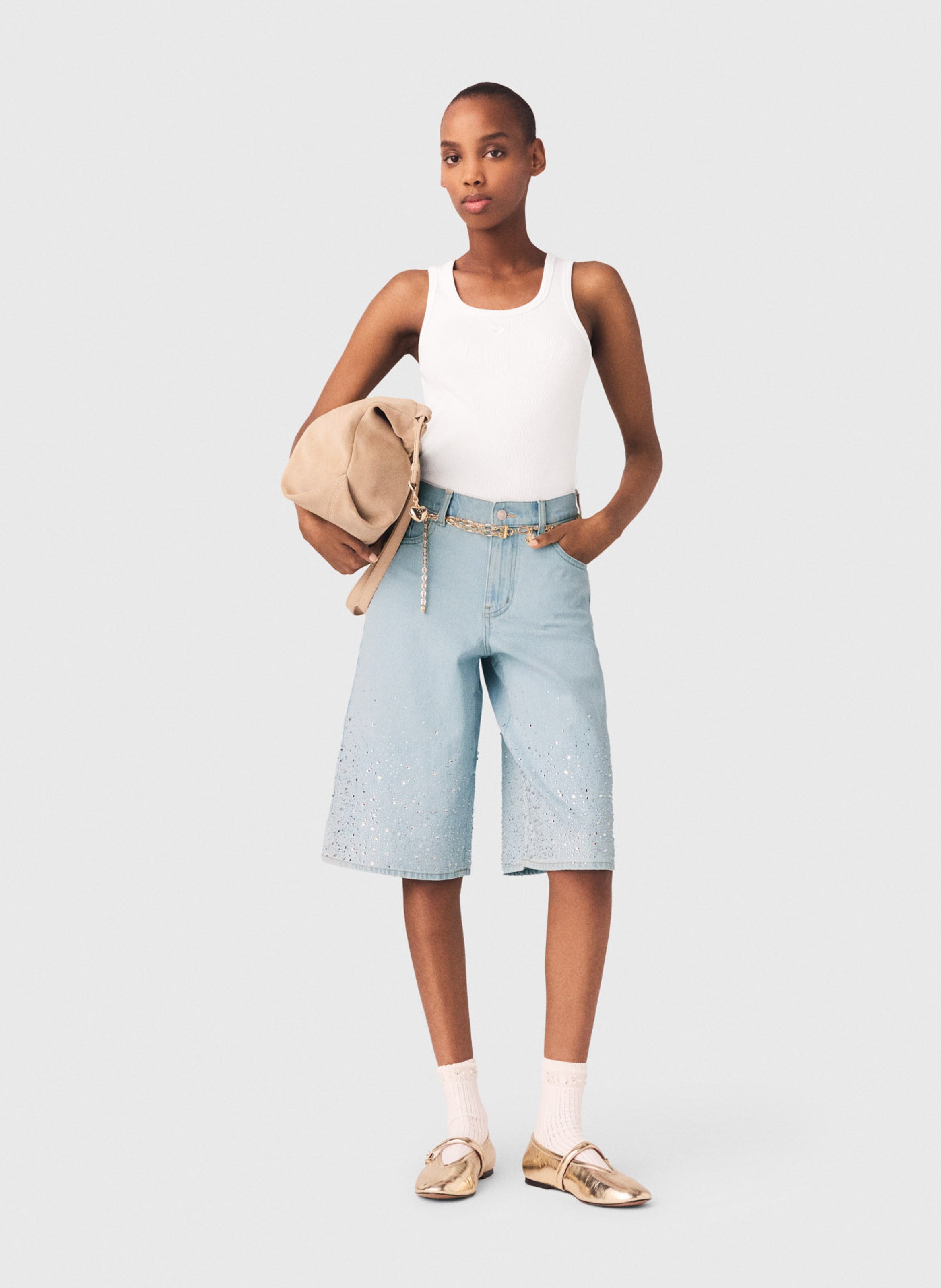 Bermuda large en coton mélangé MAJE Bleu