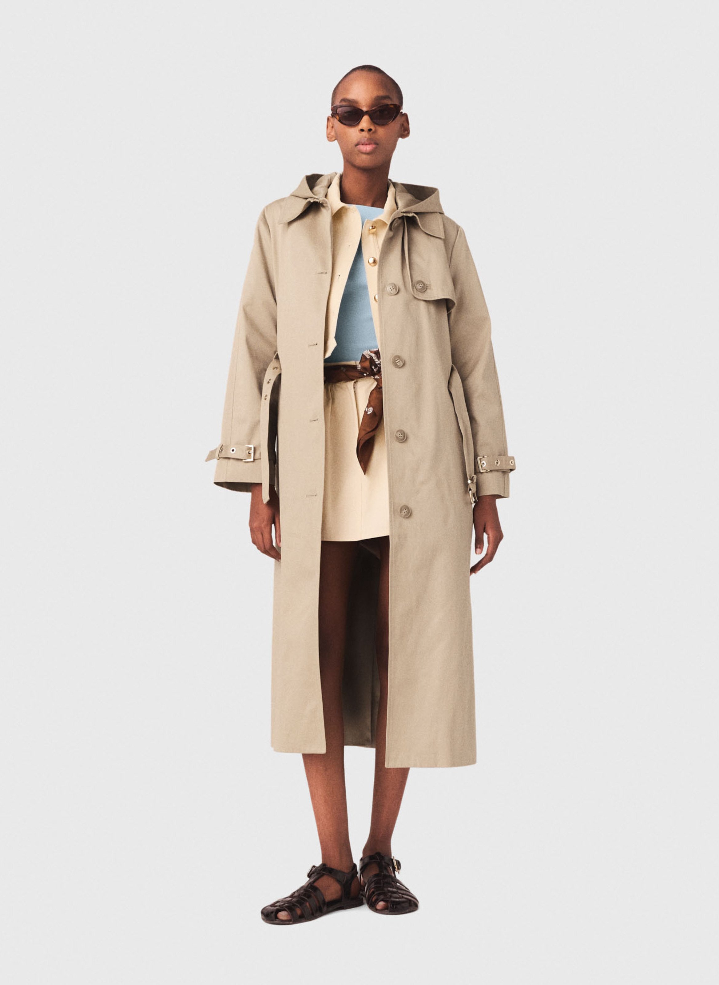 Trench ceinturé en coton MAJE Beige