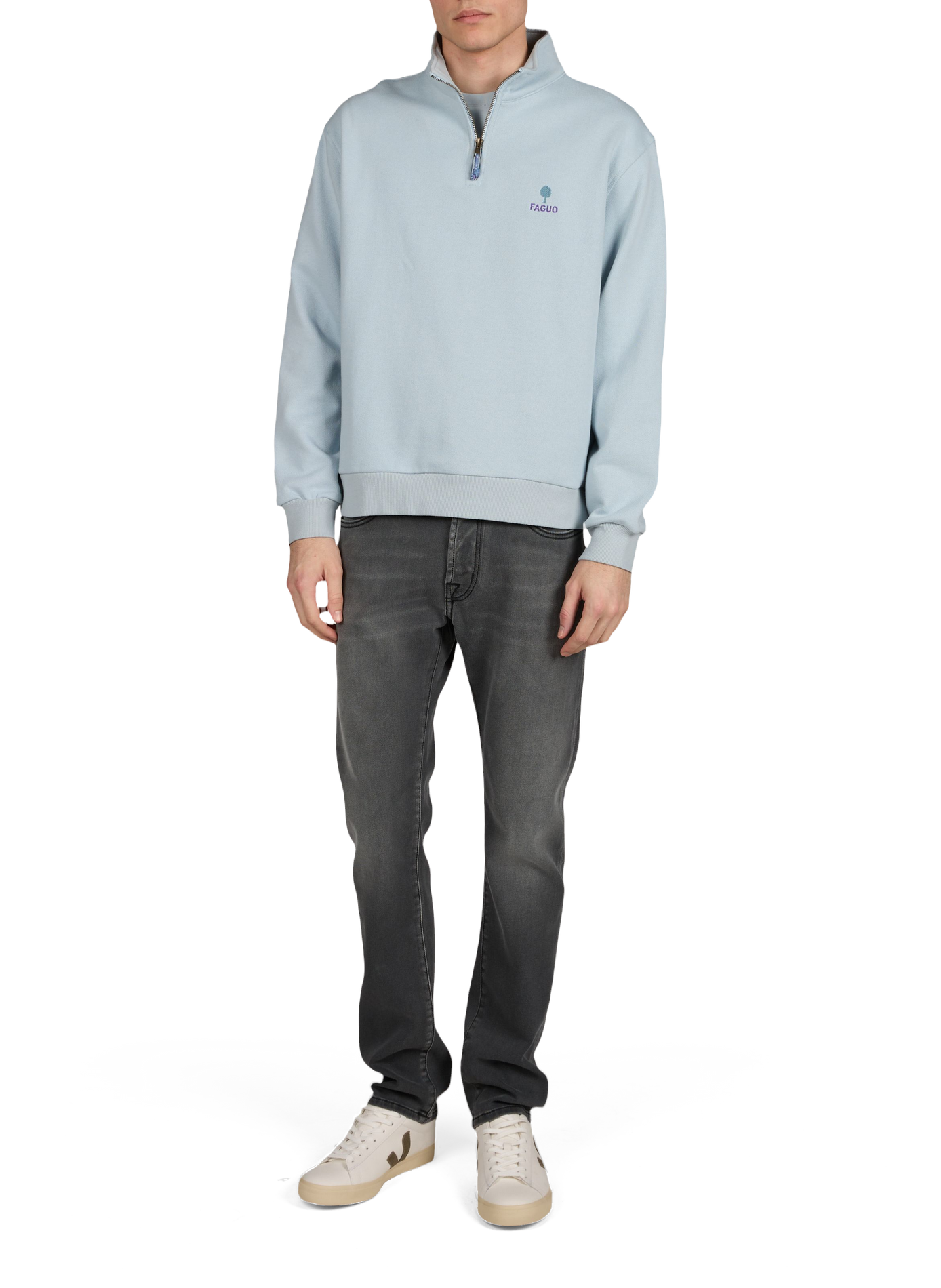 Amboise high-neck cotton blend sweatshirt FAGUO Blue