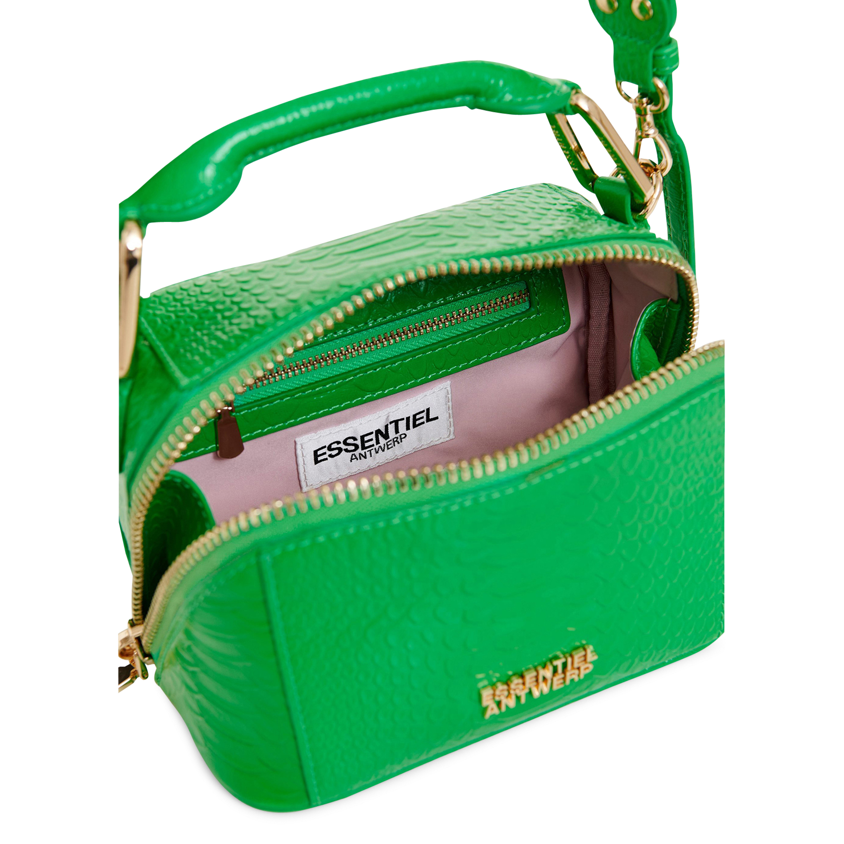 Sac bandoulière en cuir embossé croco jussi ESSENTIEL ANTWERP Vert