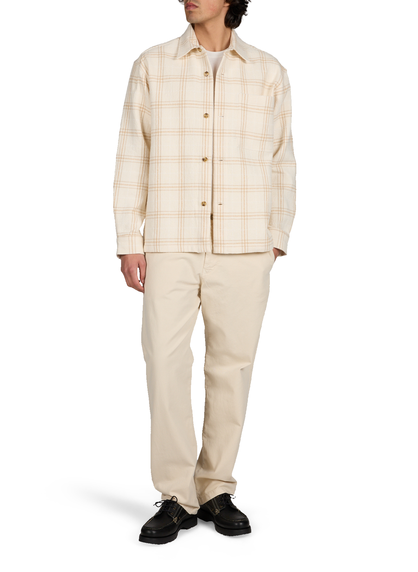 Adwin checkered shirt in blended cotton NN.07 Beige