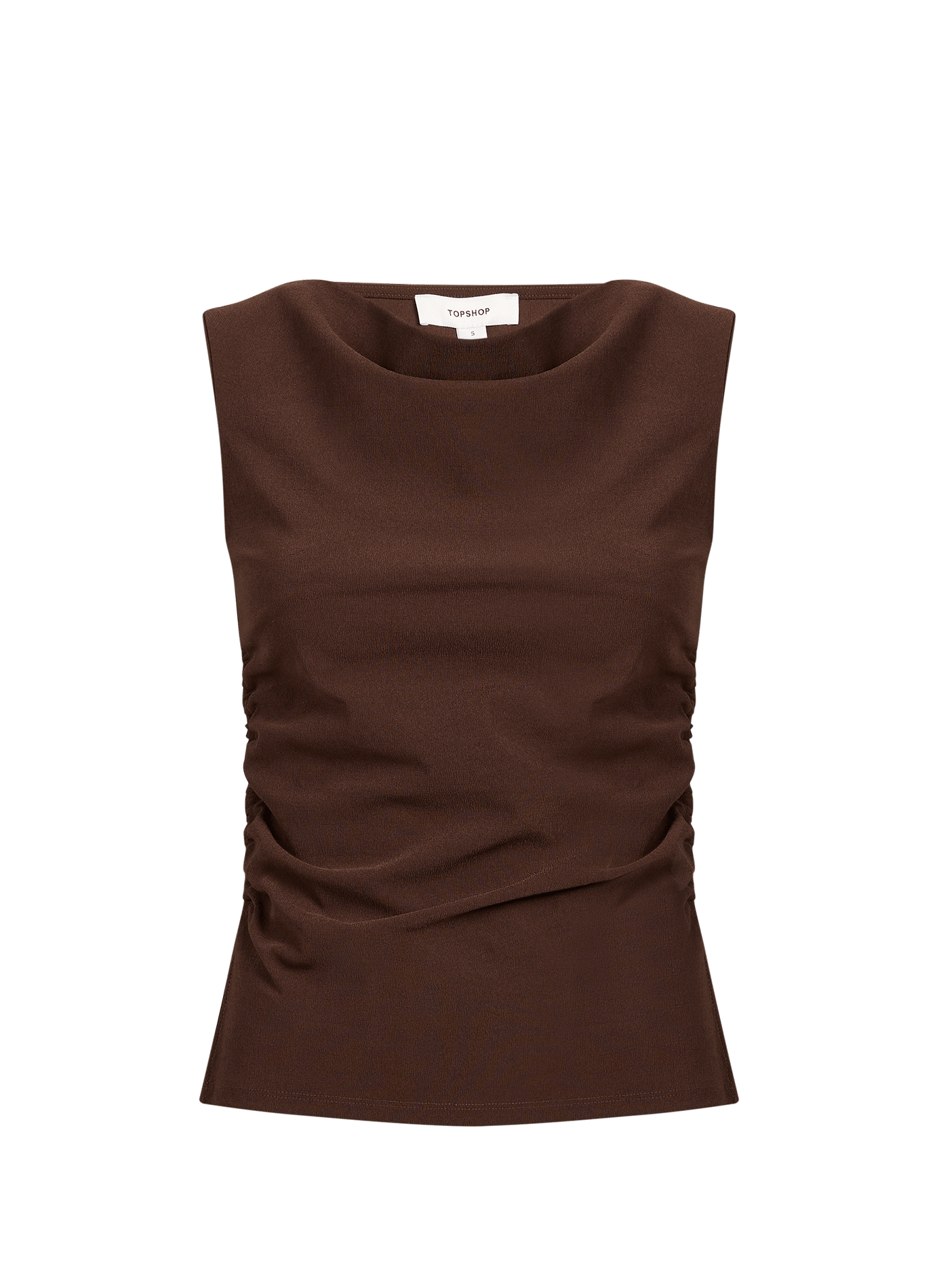 Top sans manches à col bénitier TOPSHOP Marron