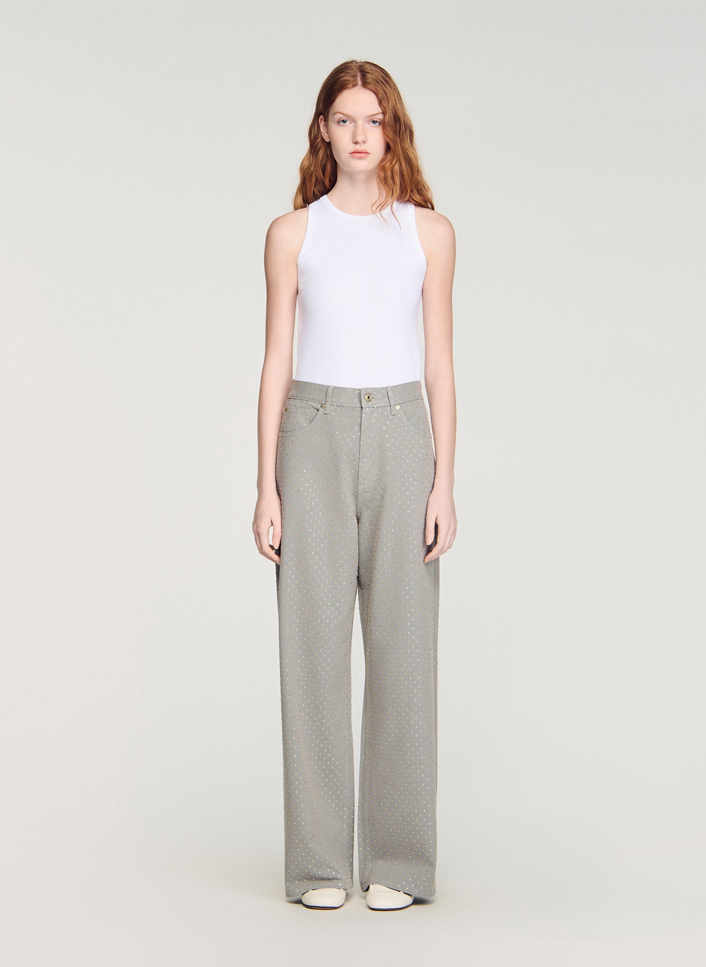 Jean large en coton SANDRO Gris