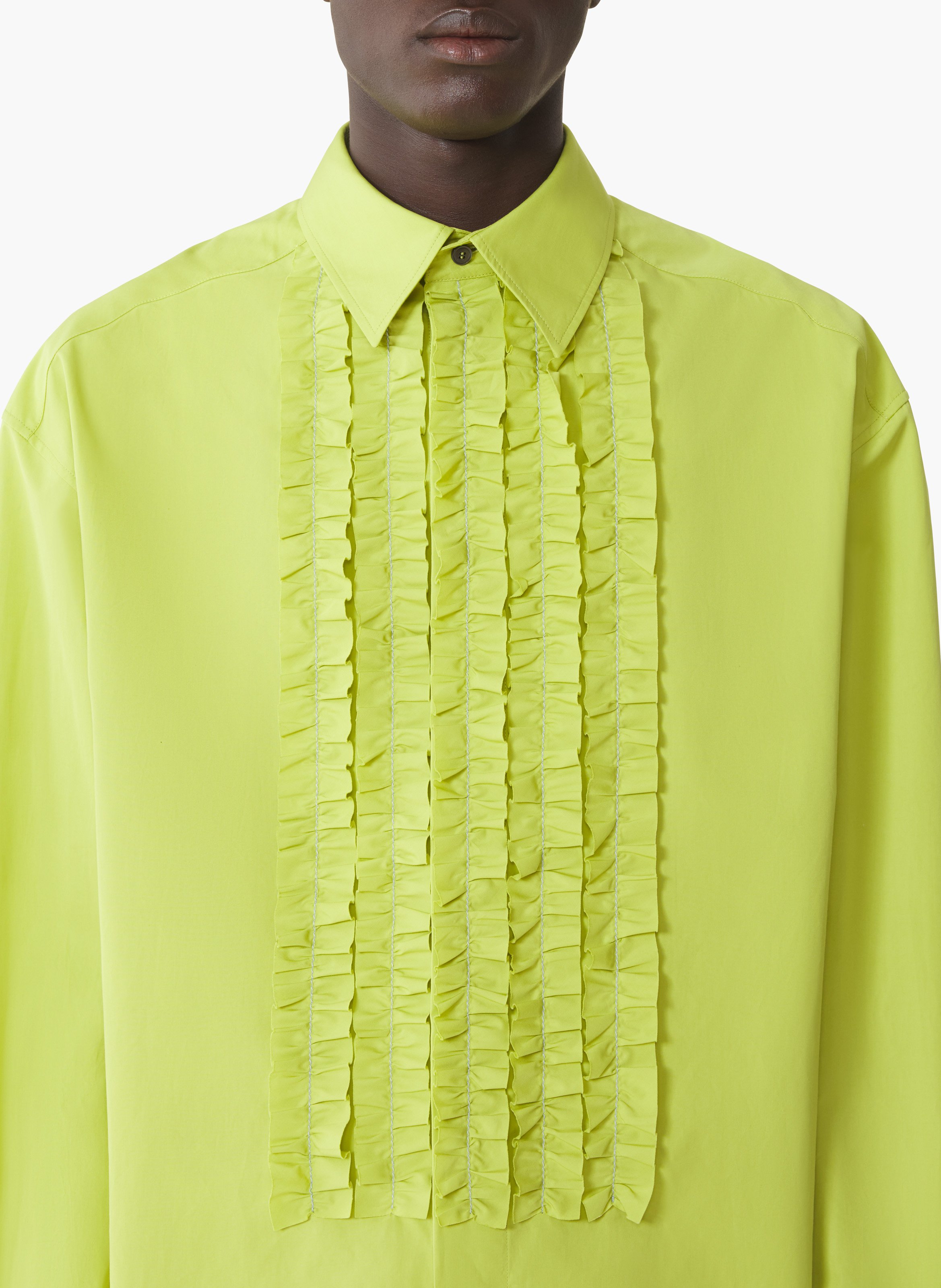Chemise à plastron en popeline de coton Vert