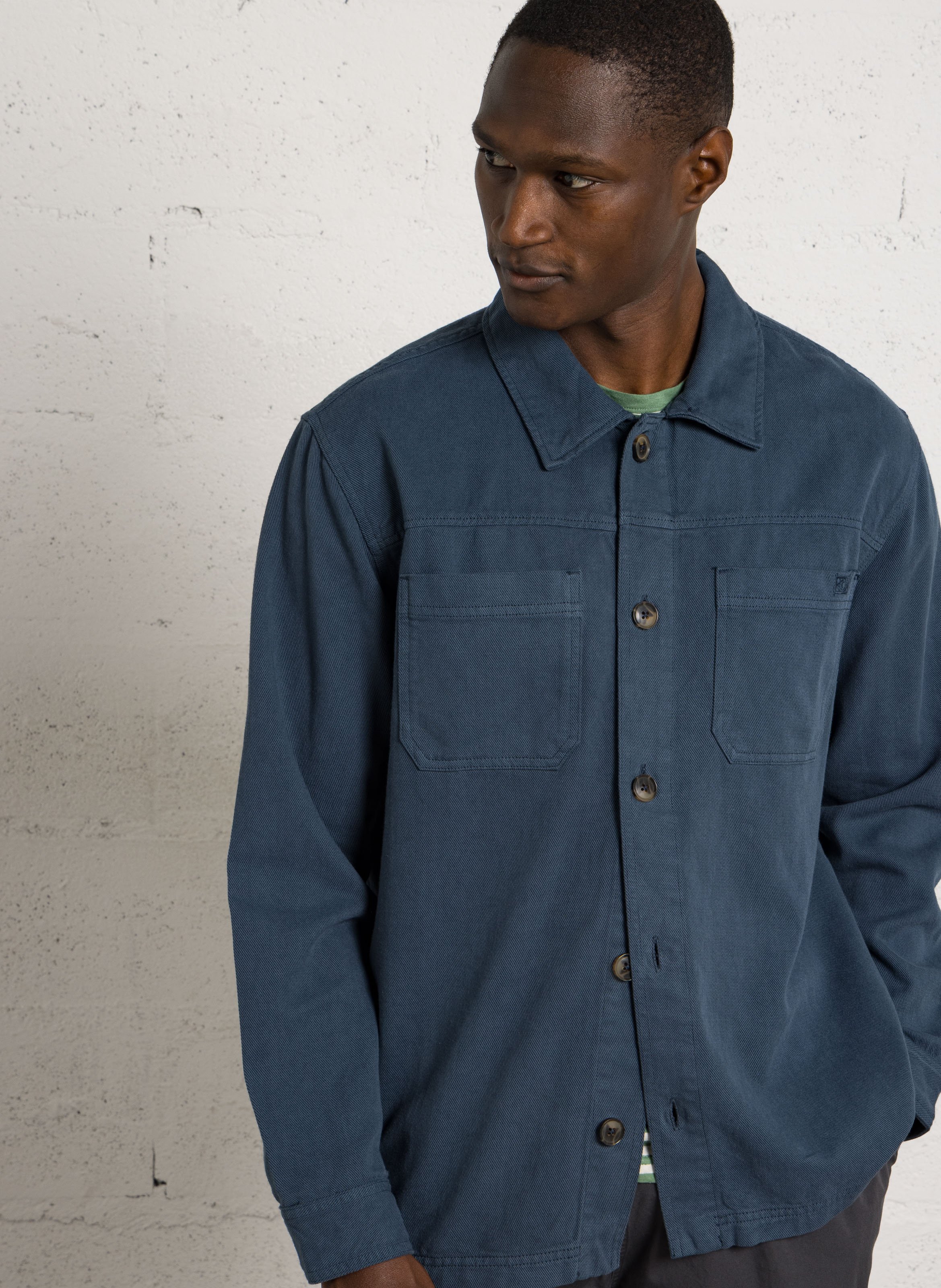 Deauville solid button-up overshirt ARMOR-LUX Blue