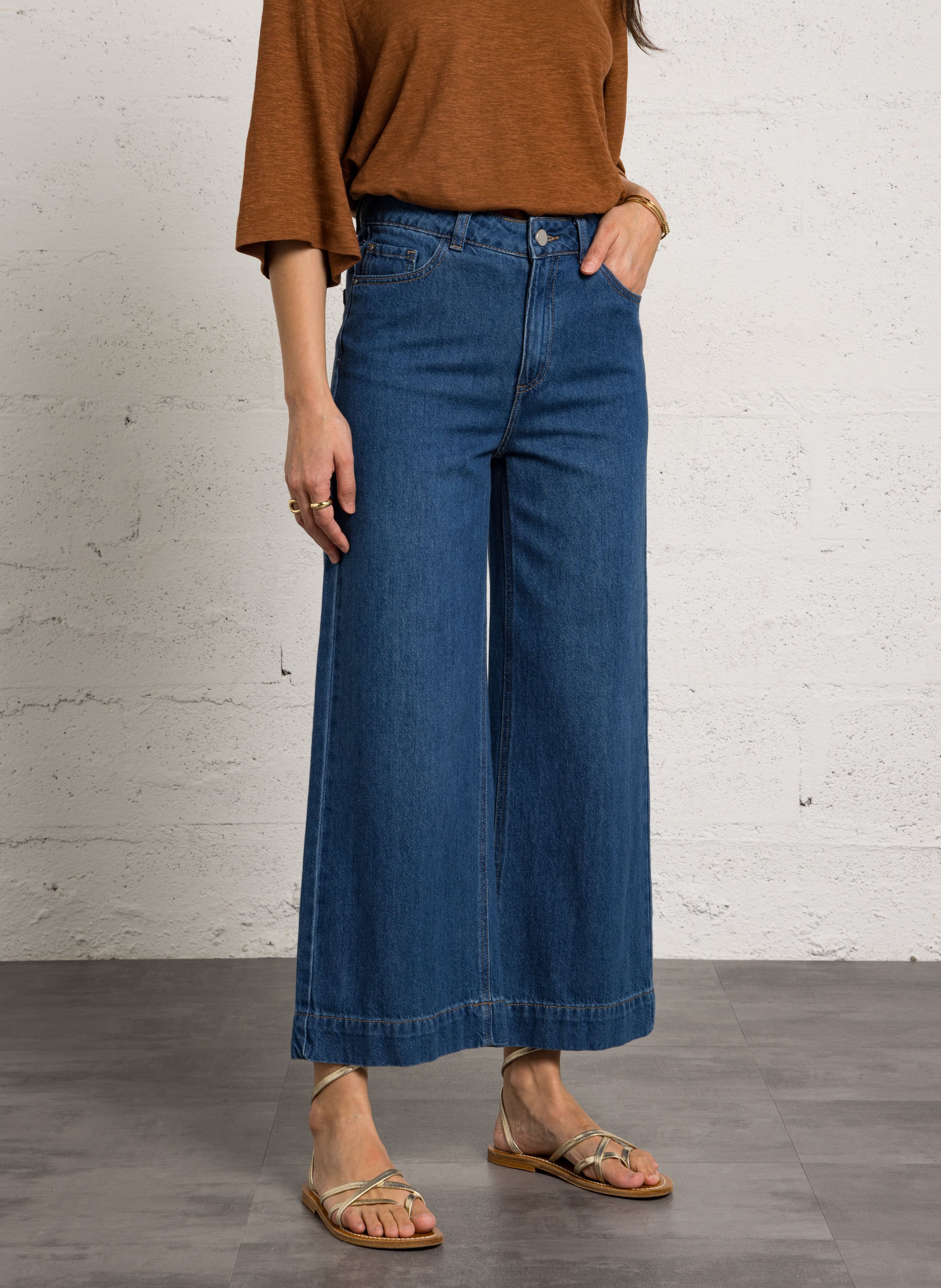 Jean cropped large en coton romy MAISON 123 Bleu