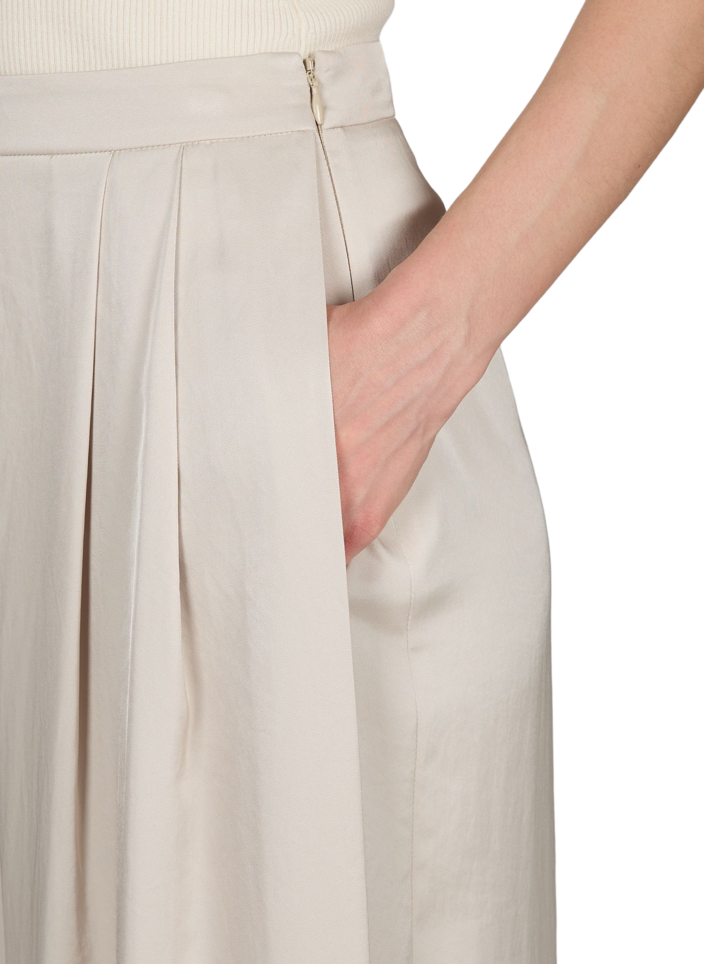 Satin Wide Leg Pants R2W Beige