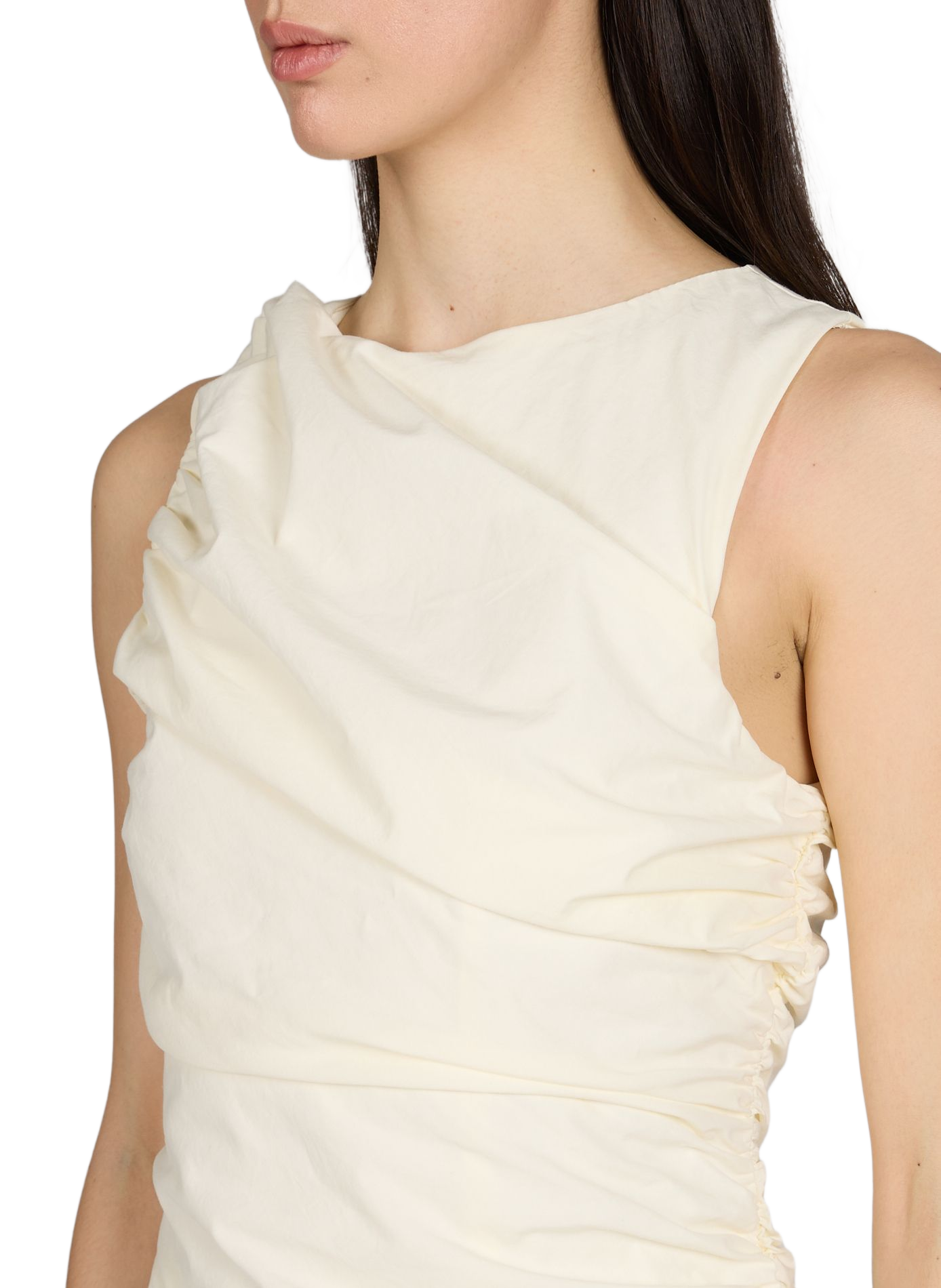Robe plissée sans manches en coton TOPSHOP Beige