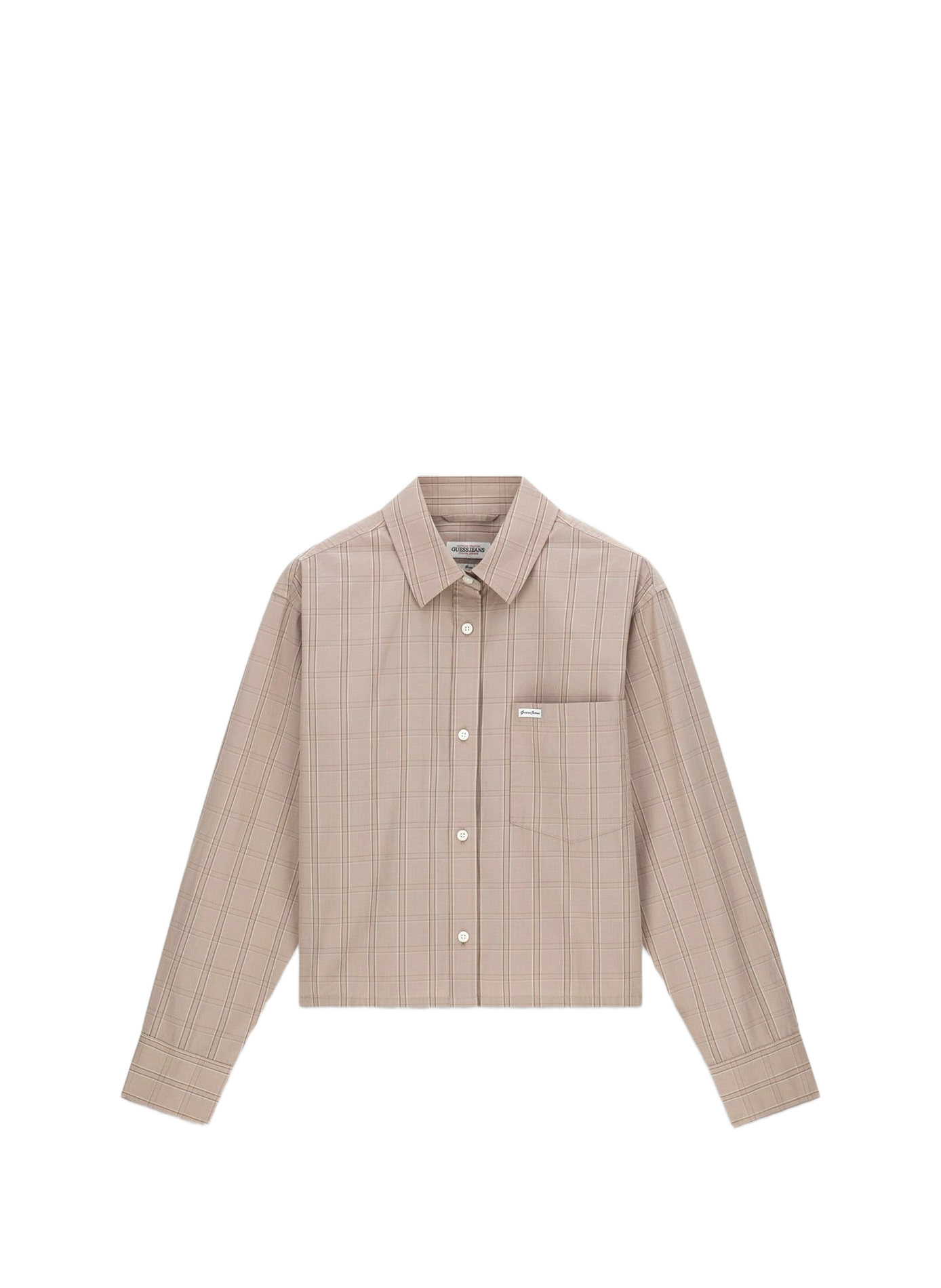 Short plaid cotton shirt GUESS Beige