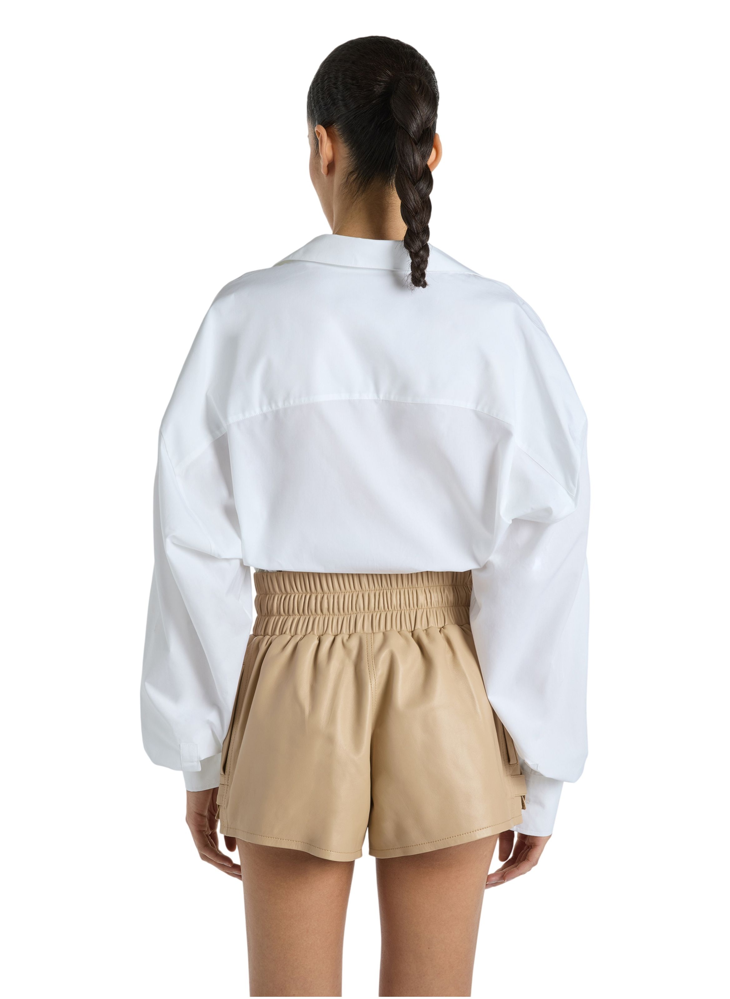 Chemise drapée en popeline de coton BALMAIN Blanc