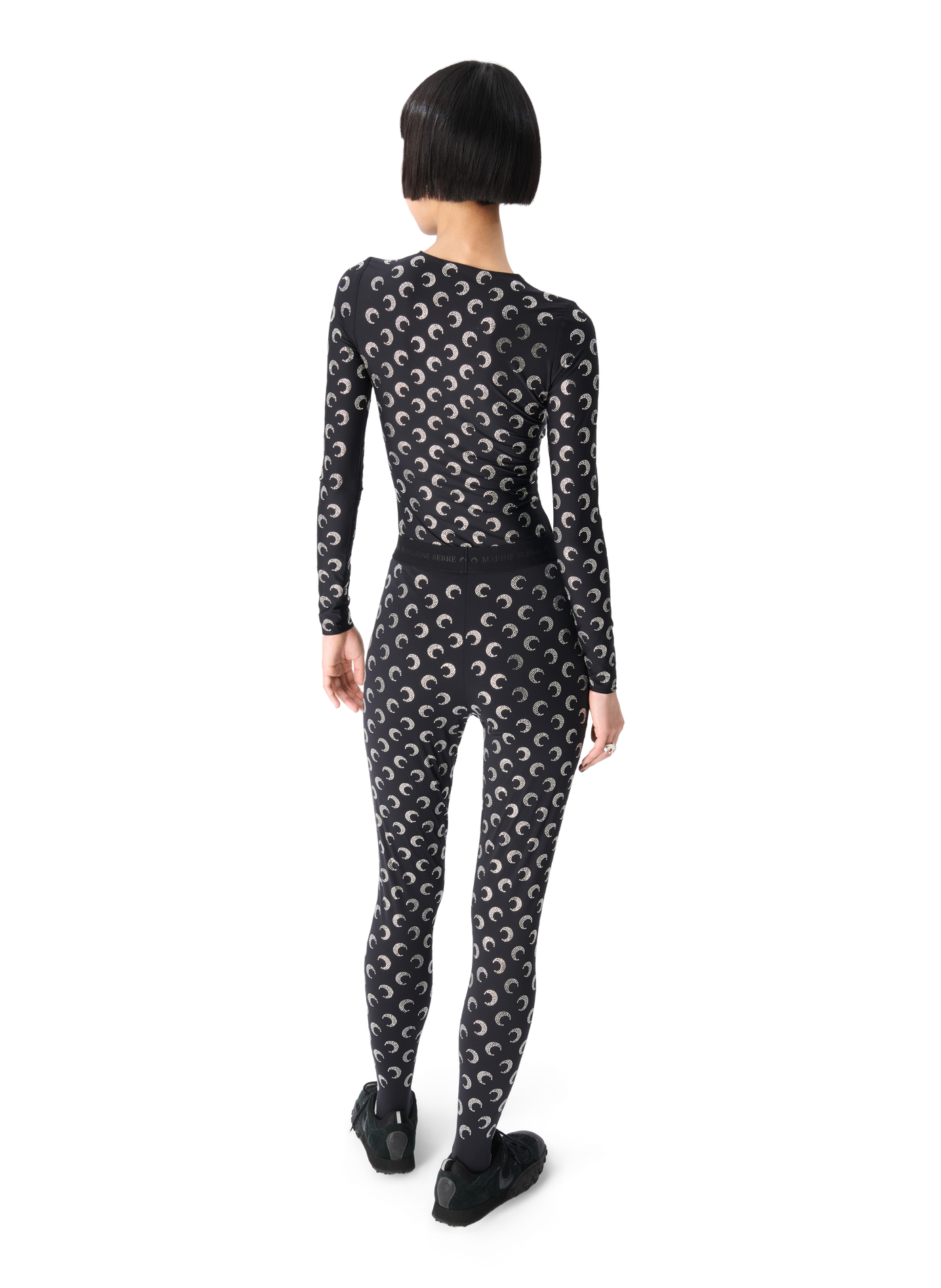 Recycled moon strass jersey stirrup leggings MARINE SERRE Black