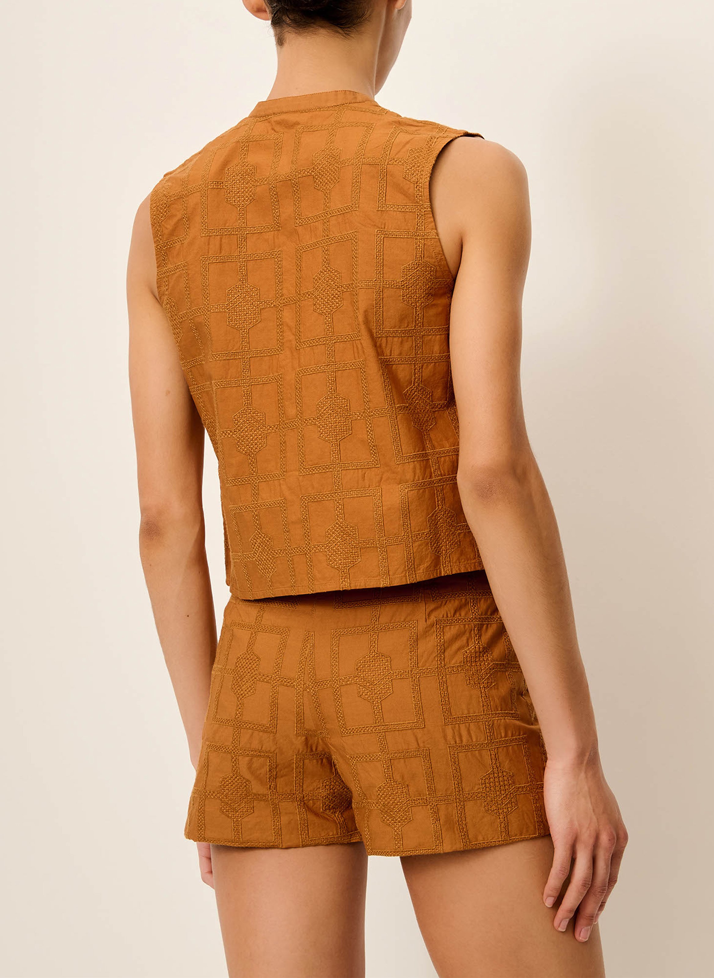 Top sans manches à motif résille janiece SESSUN Marron