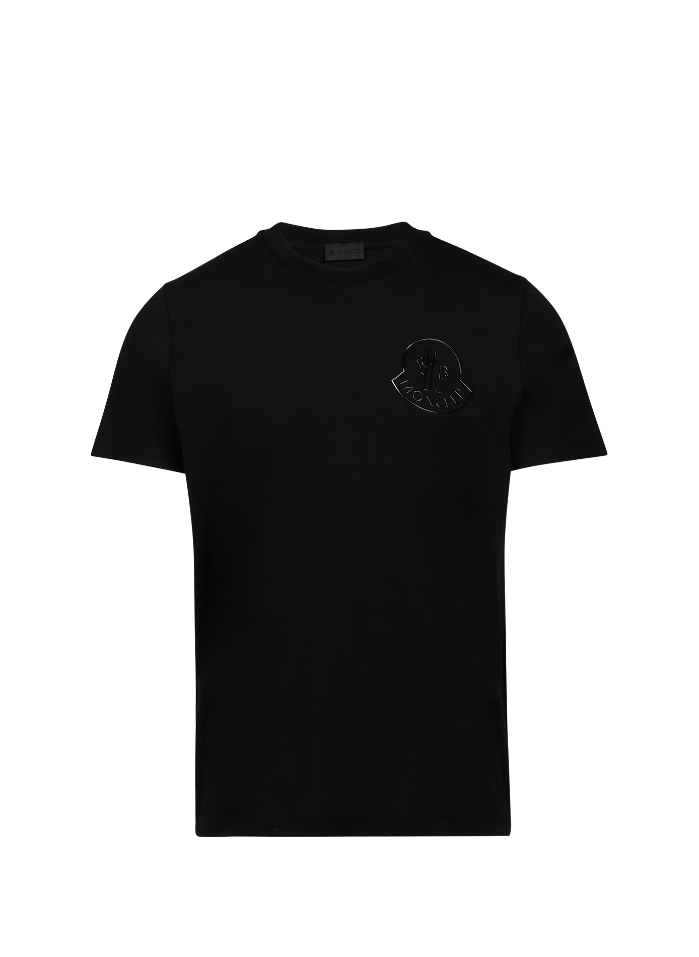 T-shirt met ronde hals en katoenen logo. MONCLER Zwart