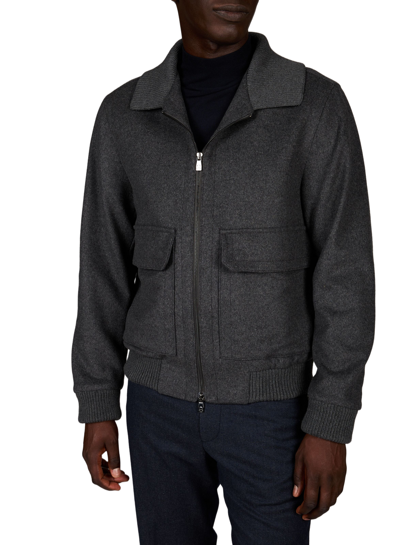 Blouson droit en laine mélangée CORNELIANI Gris
