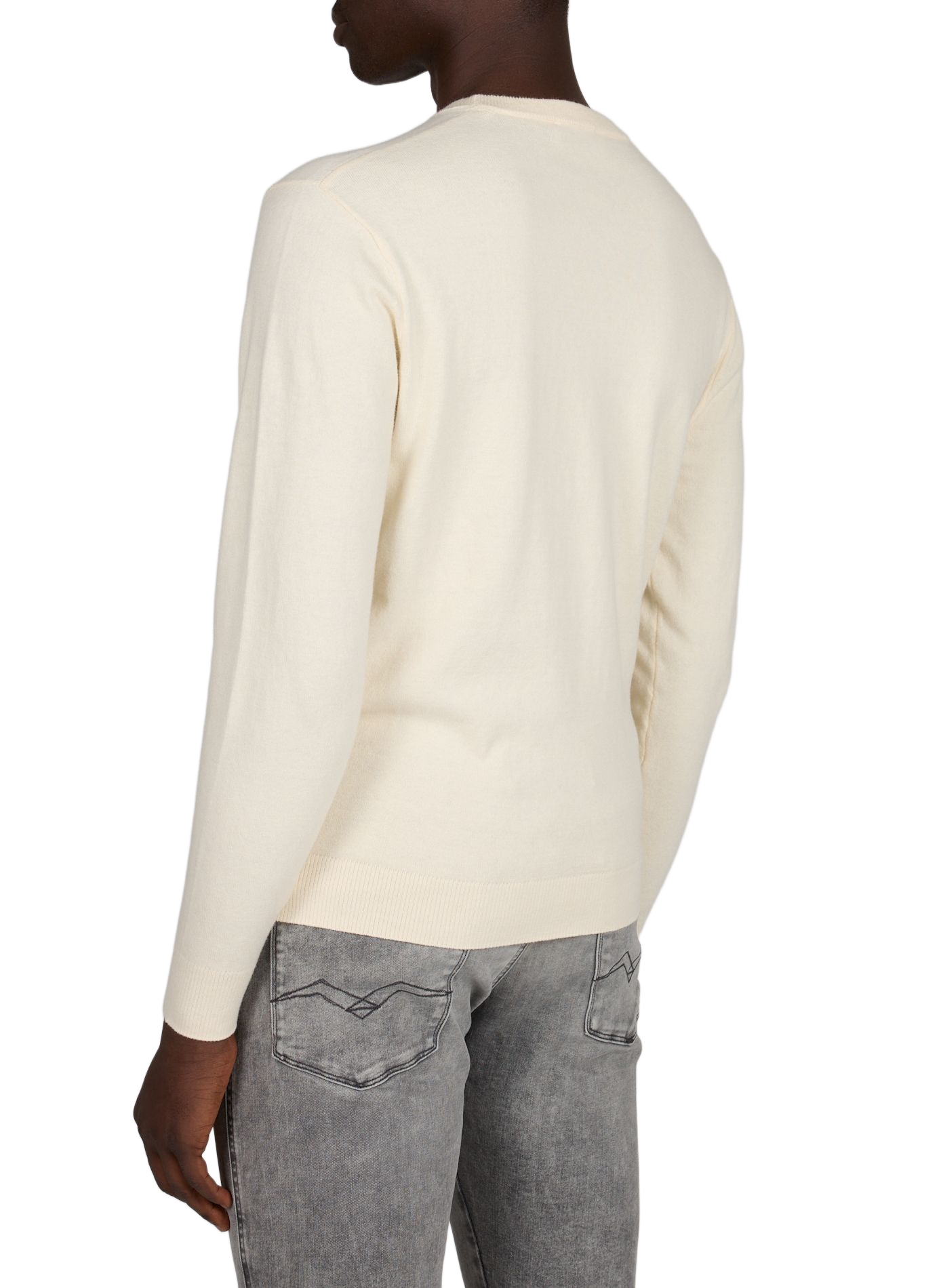 Straight fit round neck sweater in cotton and cashmere REPLAY Beige