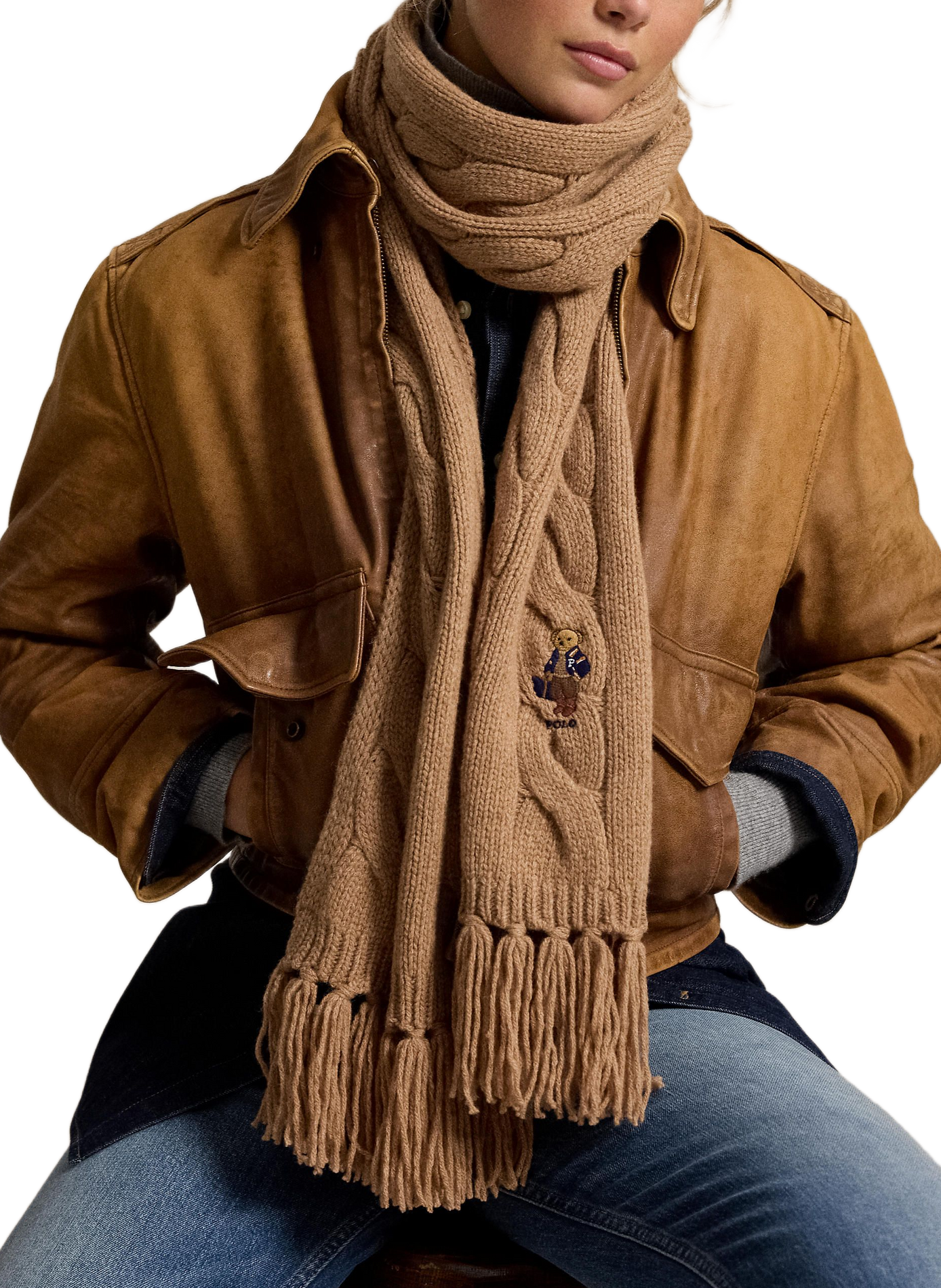 Echarpe unie en laine mélangée  POLO RALPH LAUREN Beige