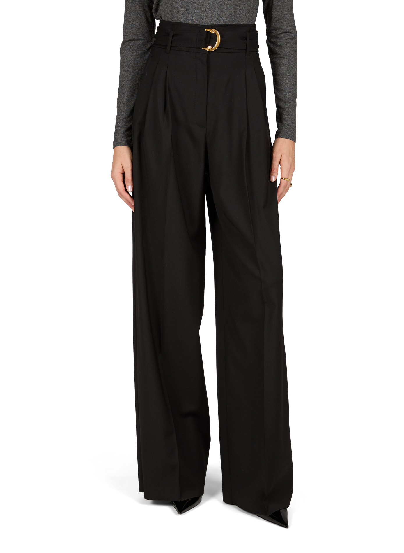 Wide-leg wool trousers MAX MARA STUDIO Black