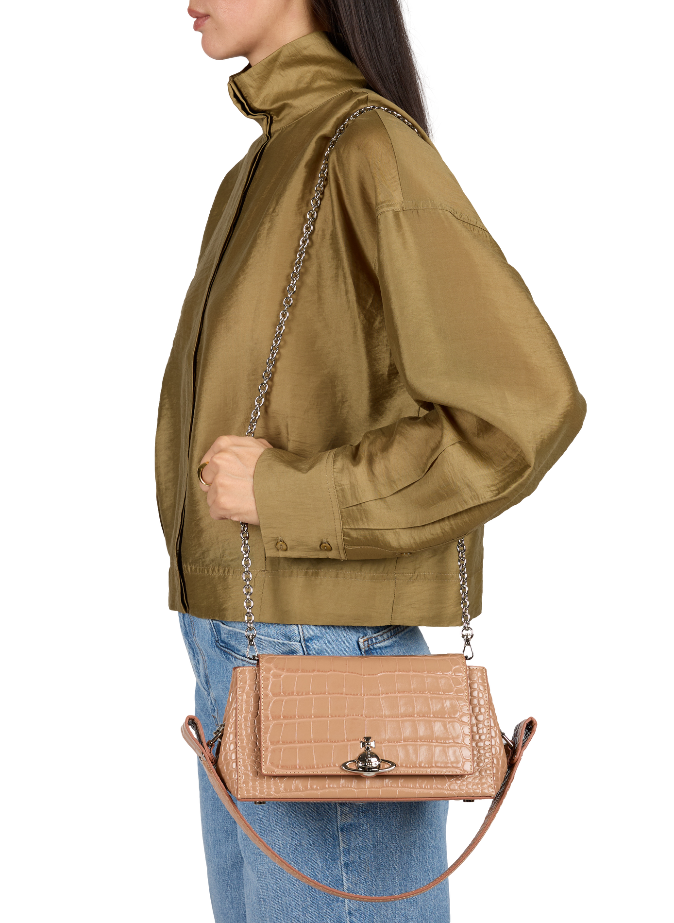 Krokodilleder-Schultertasche VIVIENNE WESTWOOD Beige