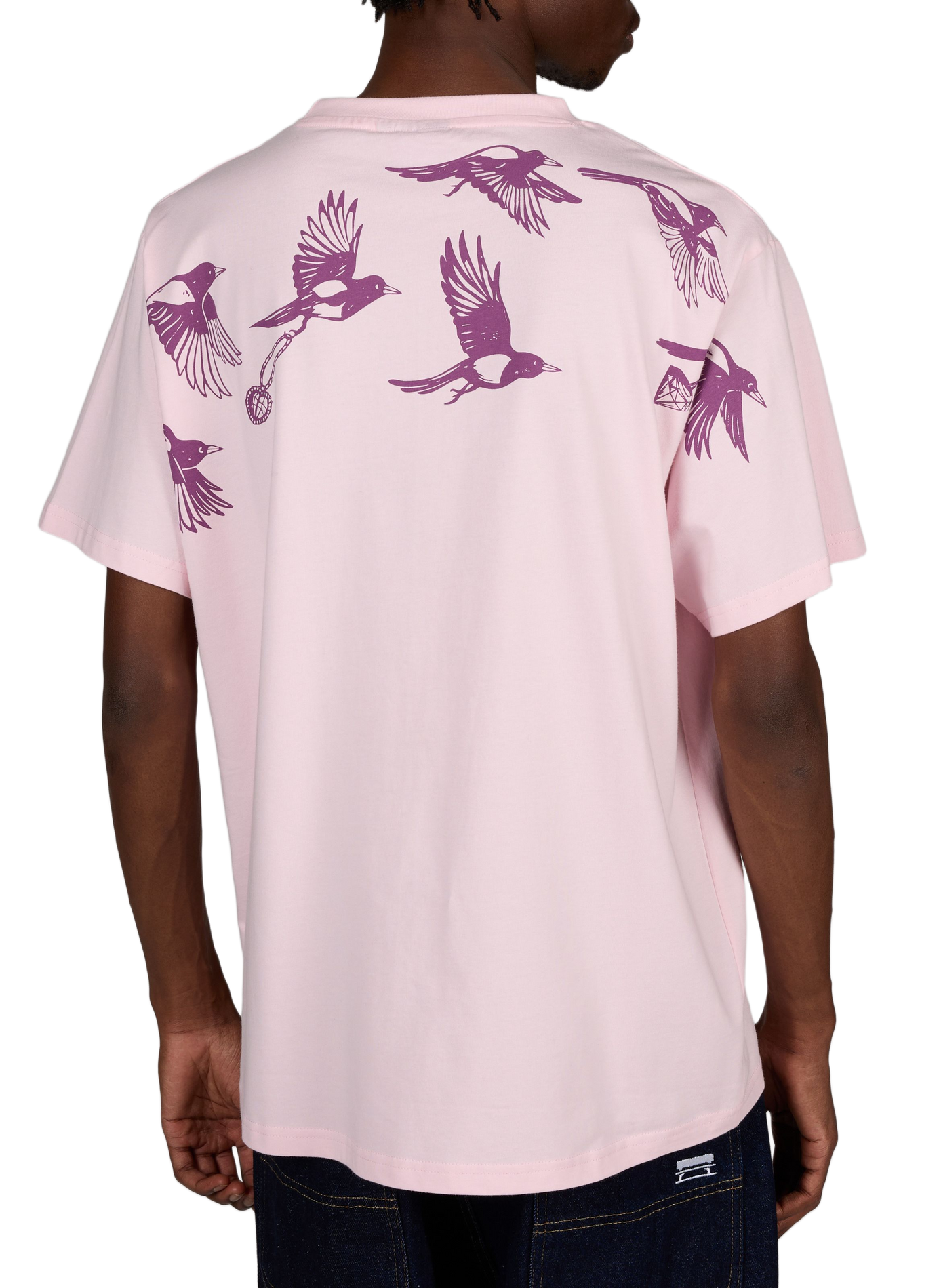 T-shirt col rond uni sérigraphié JACKER. Rose
