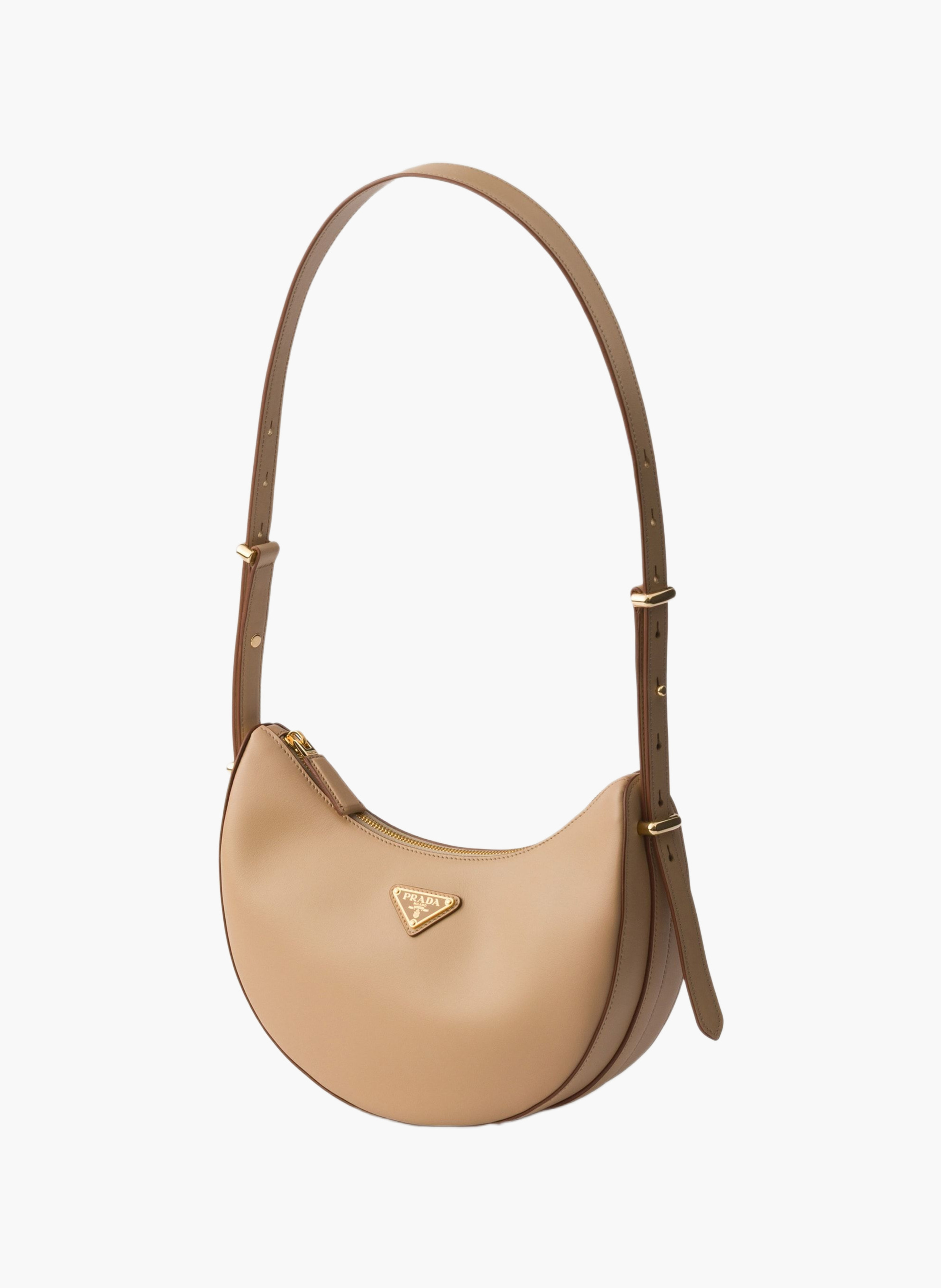Petit sac porté épaule prada arqué en cuir PRADA Beige