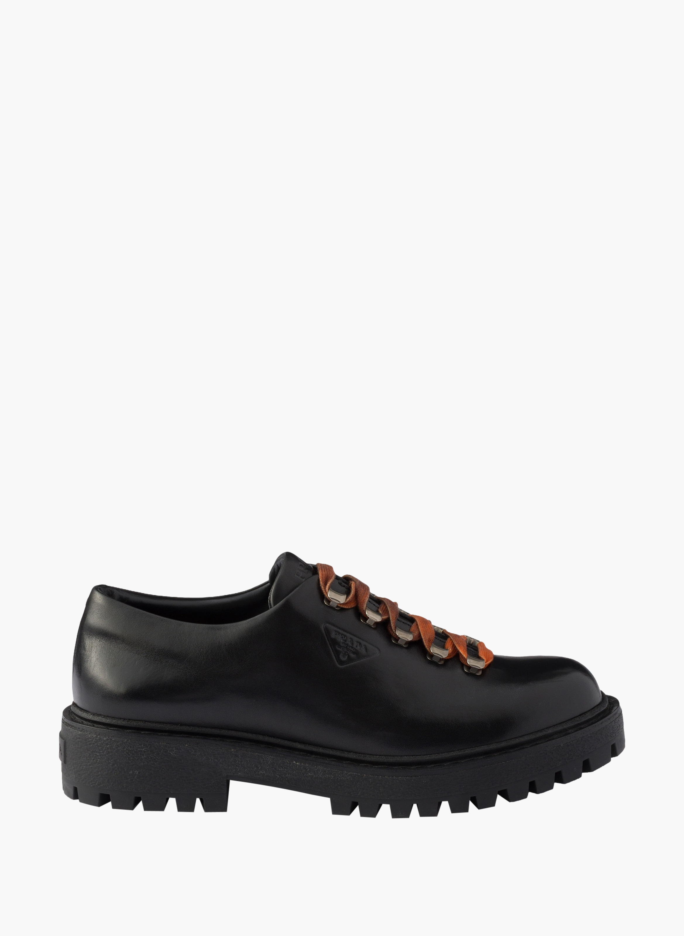 Chaussures à lacets en cuir vieilli PRADA Noir