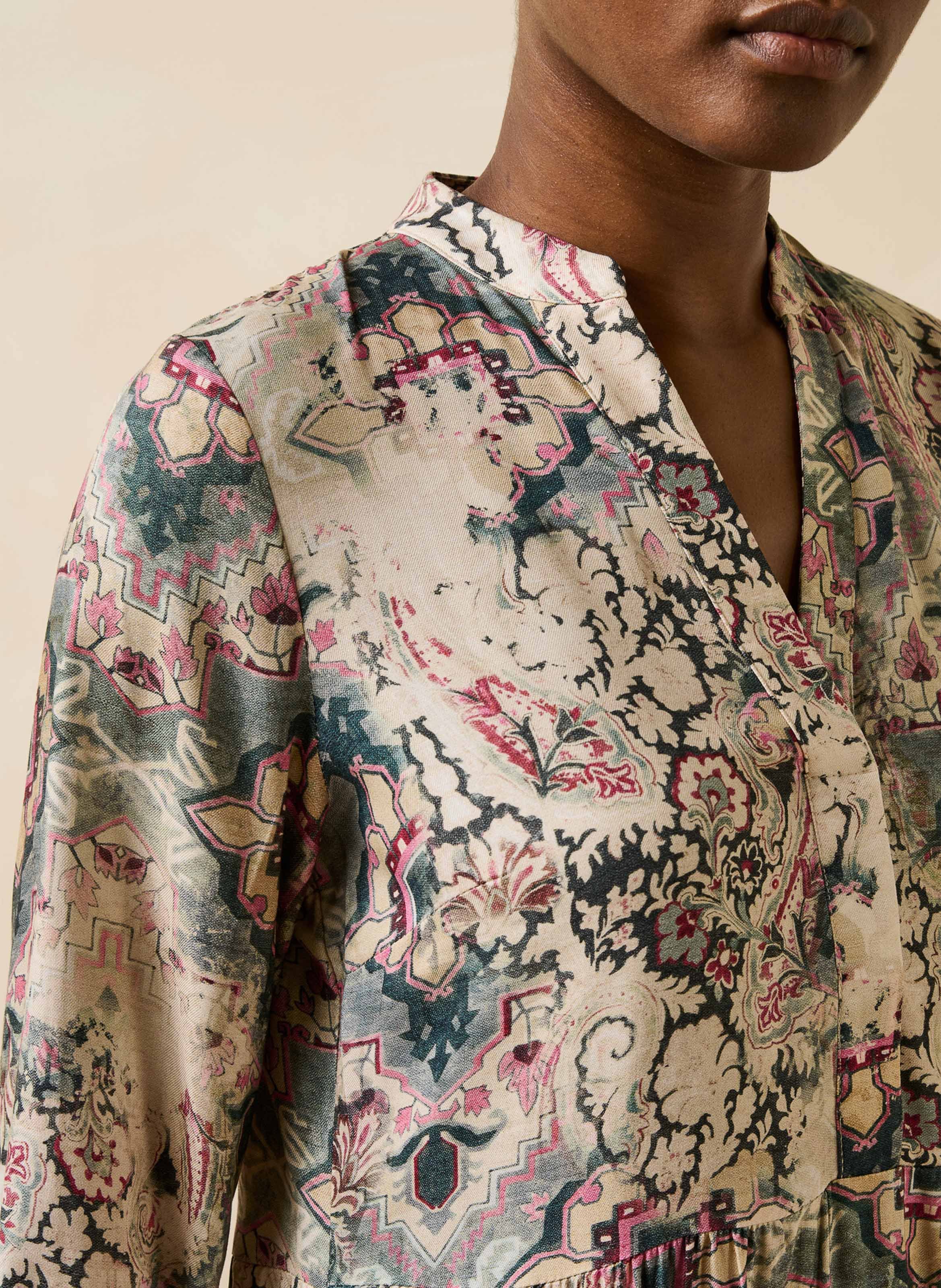 Lange rechte jurk met print LA FEE MARABOUTEE Wit