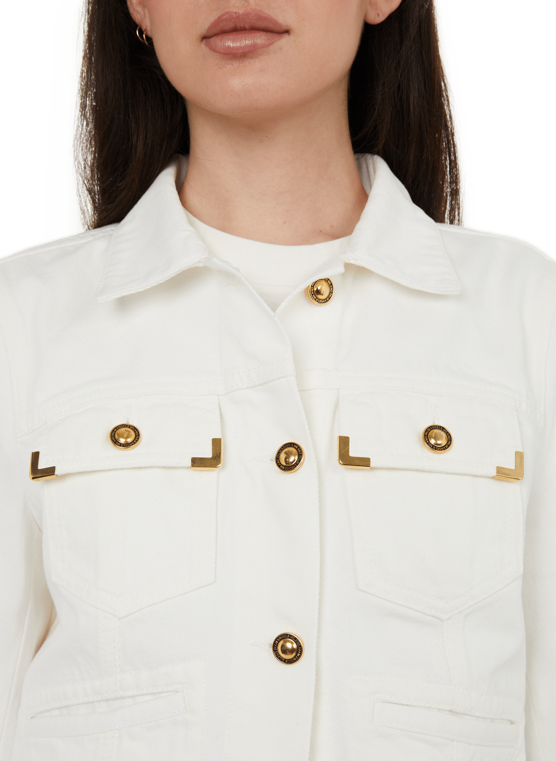 Veste denim courte PALM ANGELS Blanc