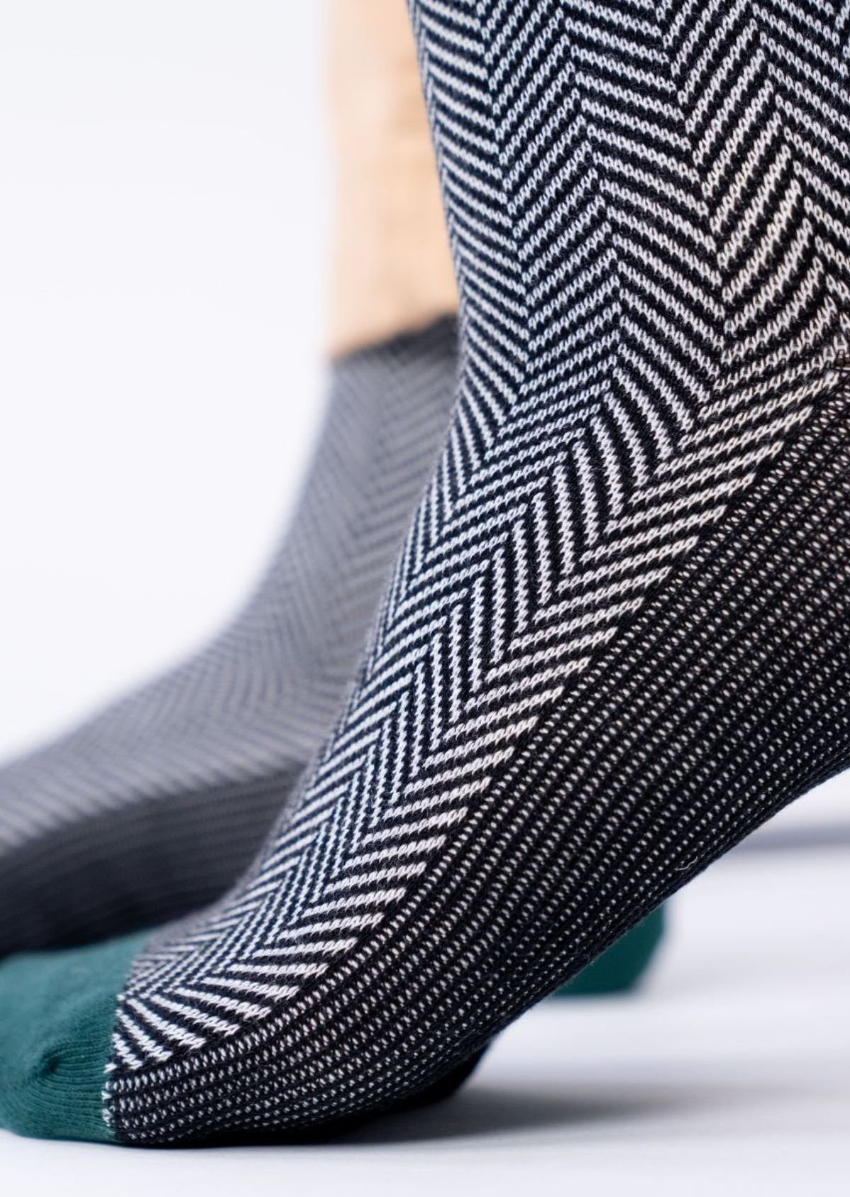 Chaussettes en coton peigné chevrons Noir