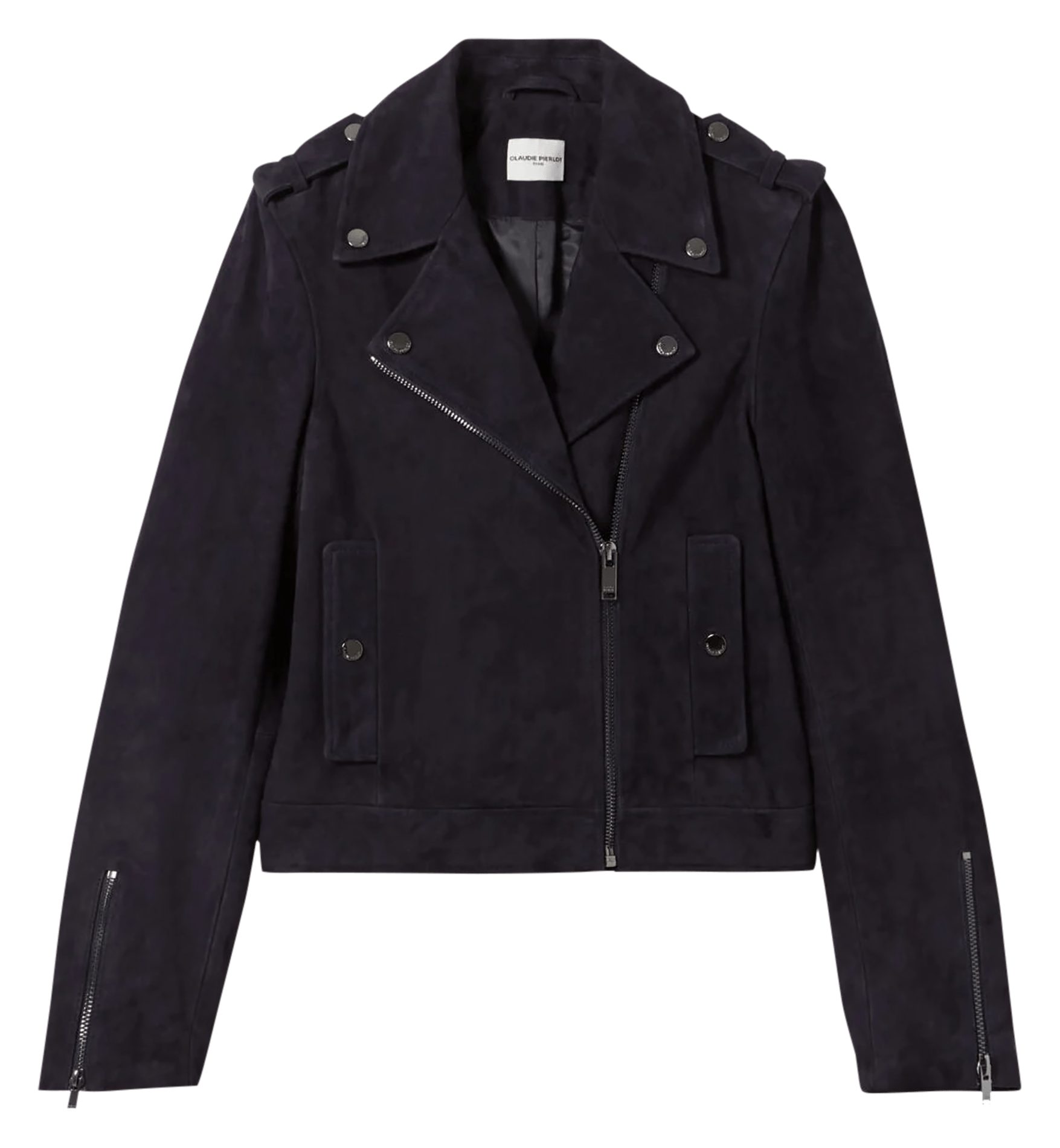 Veste courte en cuir velours CLAUDIE PIERLOT Bleu