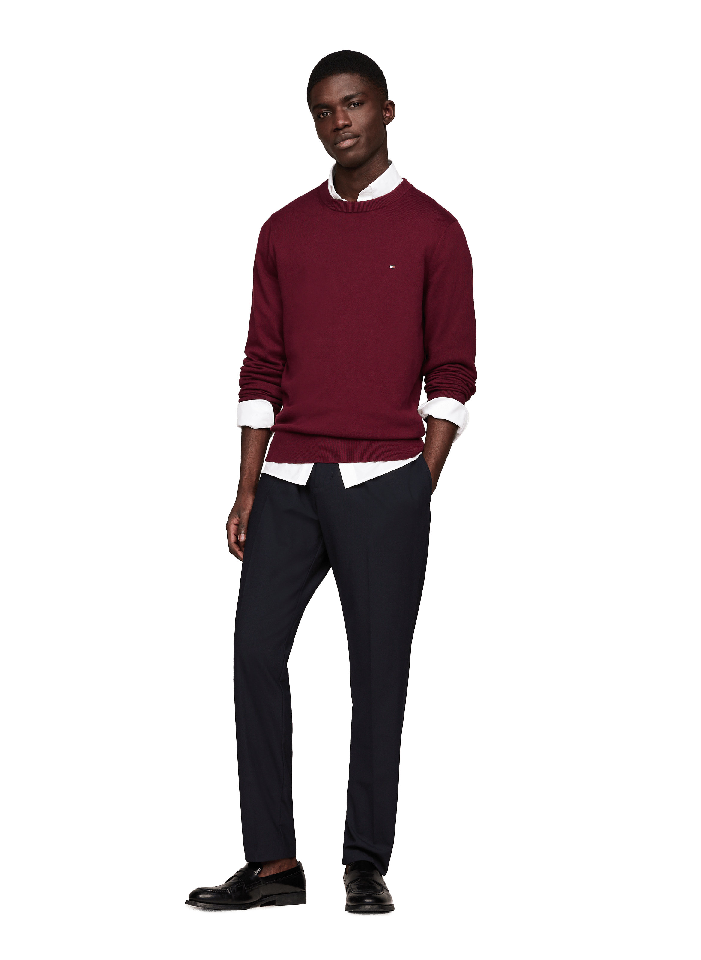 Cotton cable knit jumper  Deep rouge