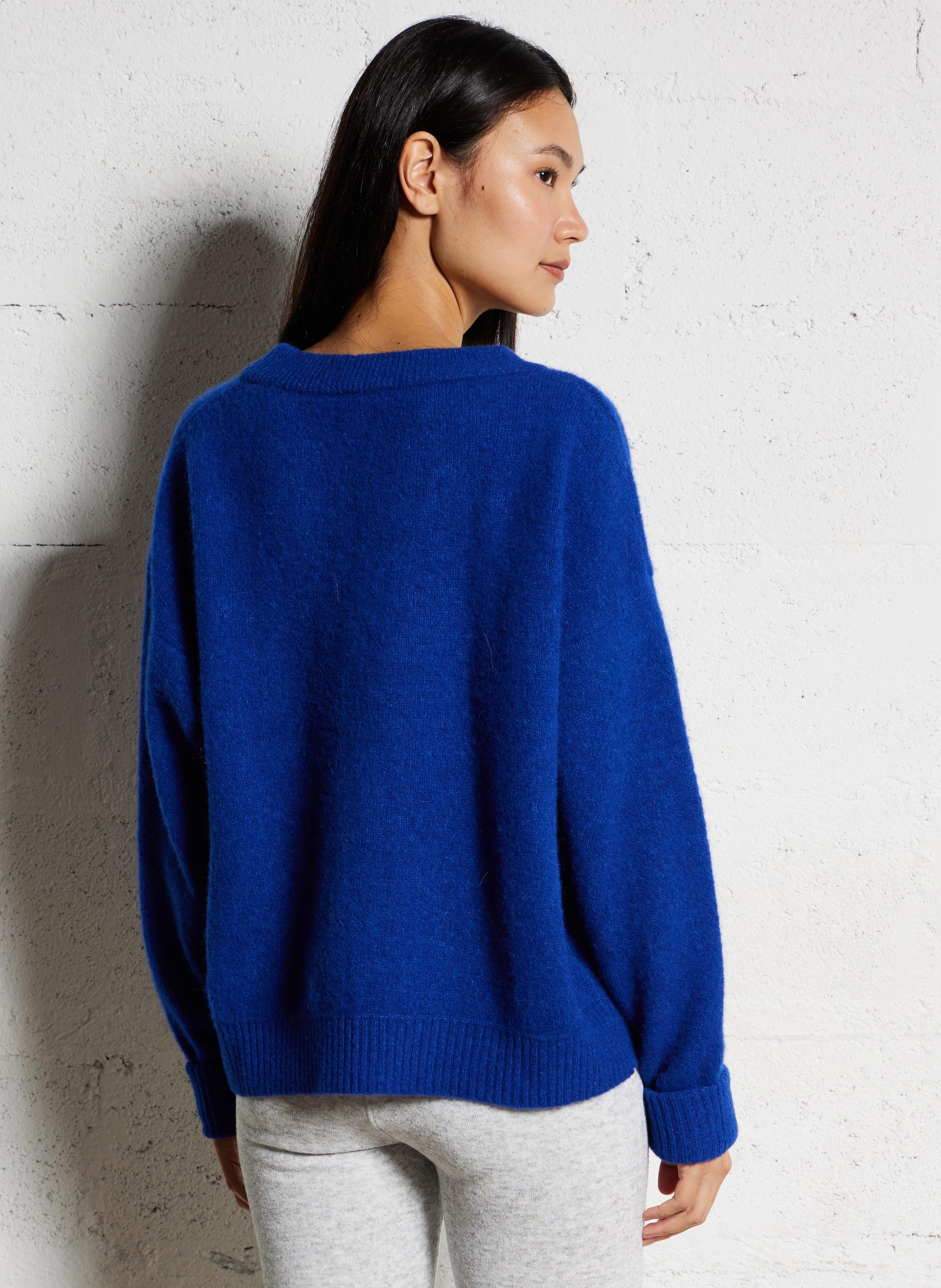 Pull ample col rond en laine mélangée vitow AMERICAN VINTAGE Bleu